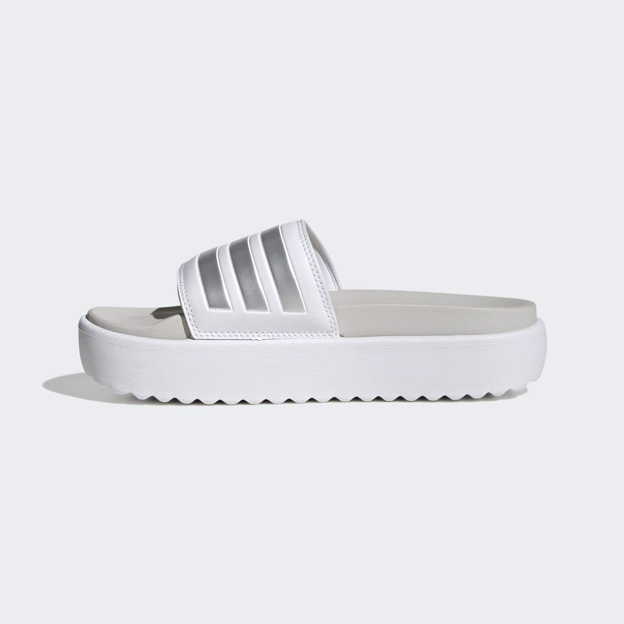 ADILETTE / Grey adidas Badesandale One Metalic Zero Cloud PLATFORM / Sportswear White