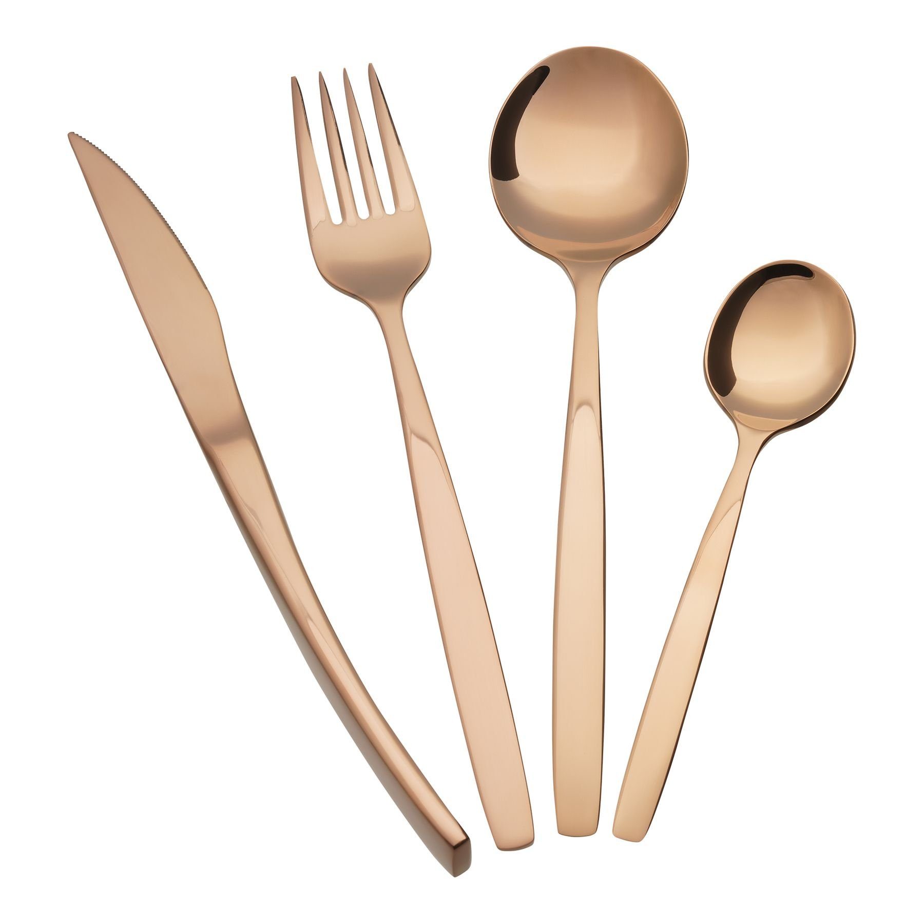 Asphald Besteck-Set Nepal Premium shiny Kupfer Besteck Set 6 Personen (36-tlg), 6 Personen, Edelstahl 18/10, Ausgewogenes Gewicht - liegt perfekt in der Hand