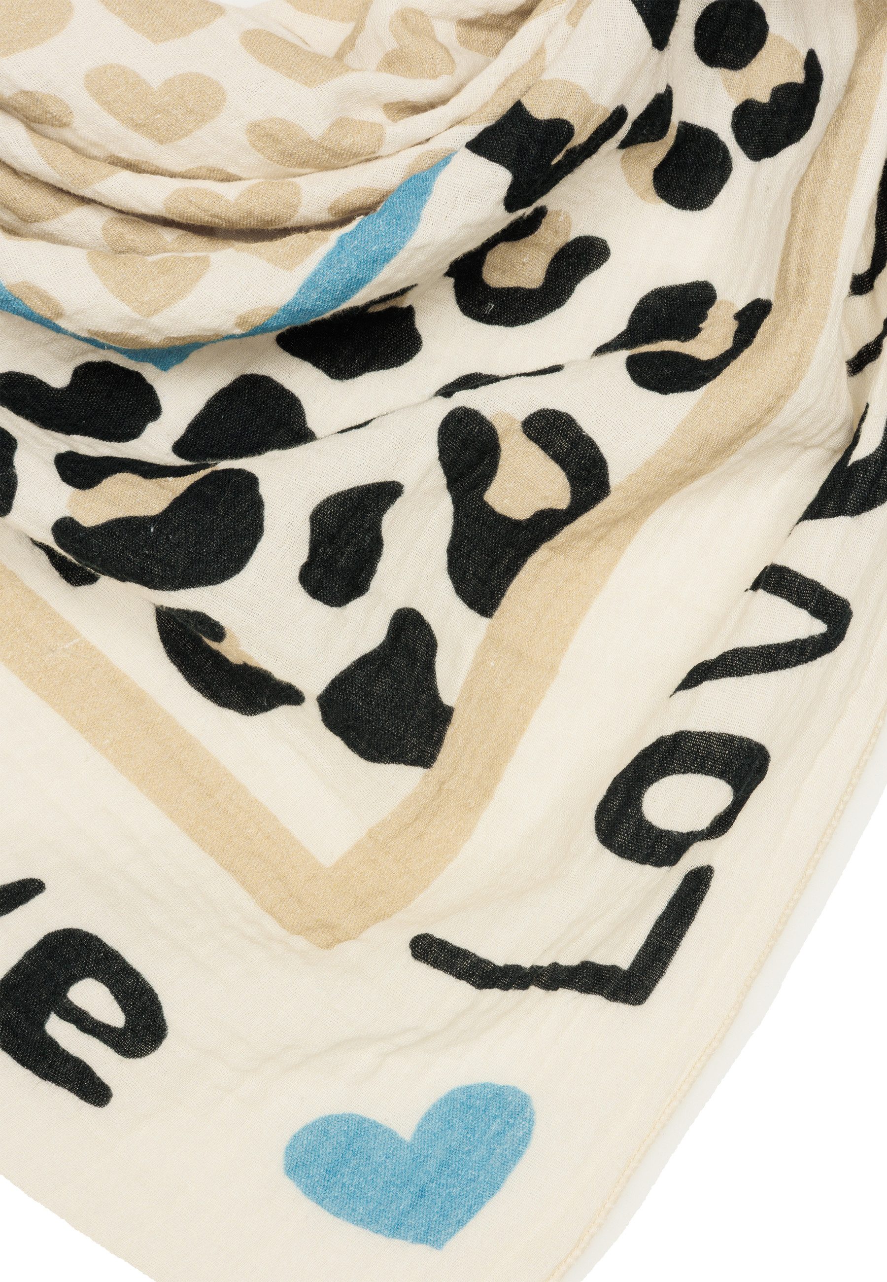 Caspar Modeschal Damen Dreieckstuch Musselin Schal XXL aus Baumwolle Leo Print - SC544, Ideal für die Übergangszeit - Premium Qualität - Made in Italy