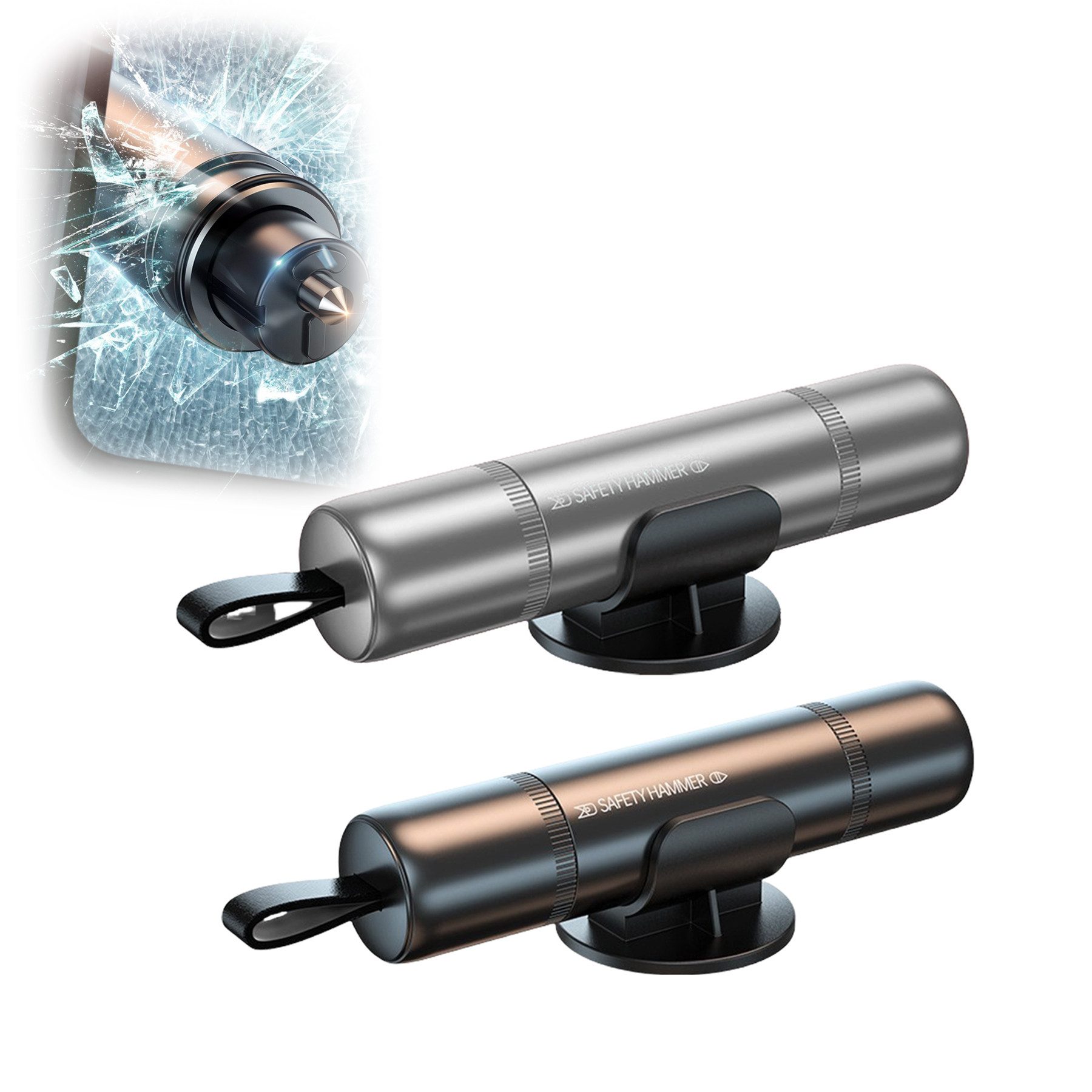 Mutig Hammer 2 in 1 Gurtschneider Notfallhammer (2 Stück Auto Sicherheitshammer, Emergency Cartool, Glasbrecher Auto Essentials), Notfallhammer Auto für Auto und Bus