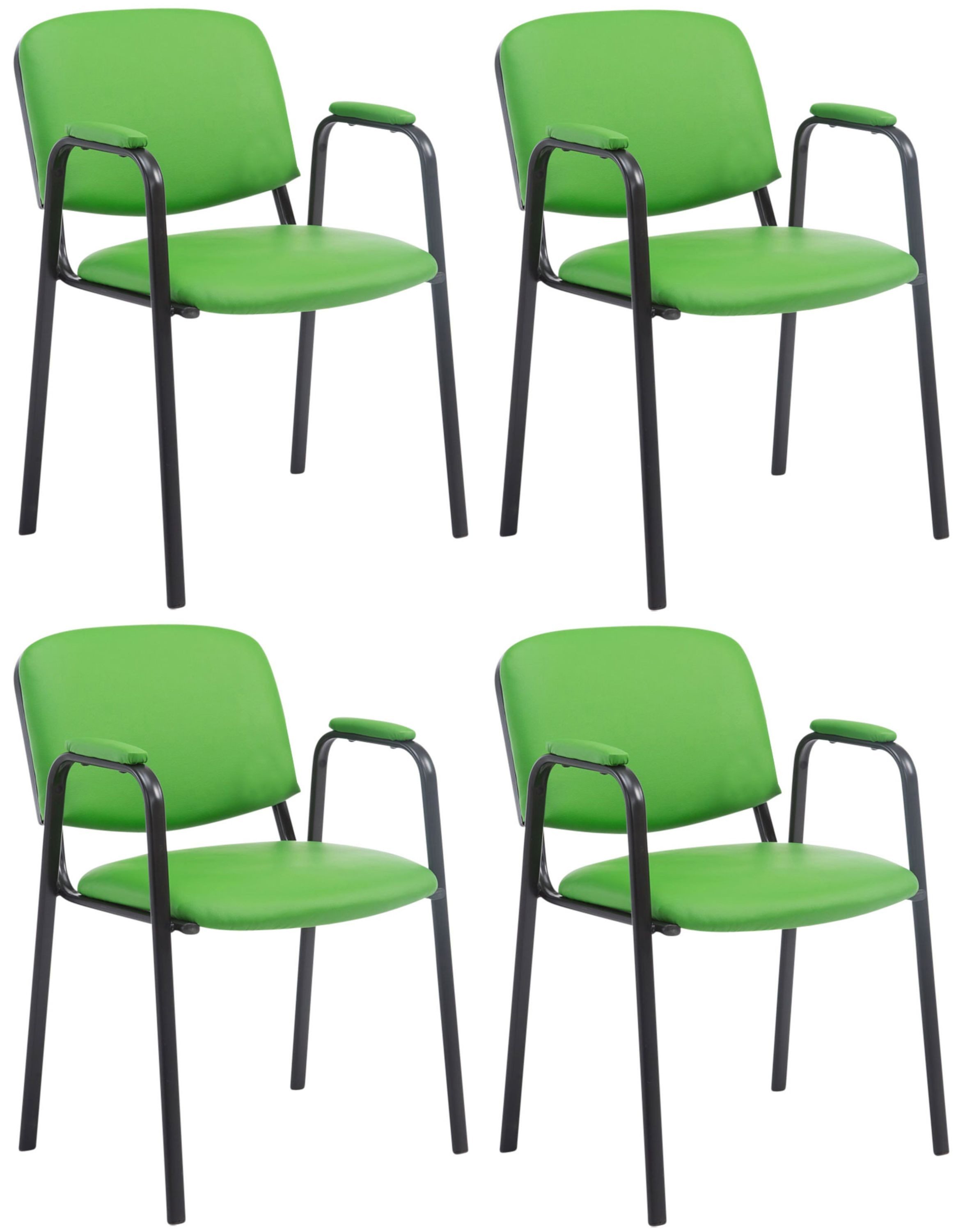 CLP Besucherstuhl Ken PRO Kunstleder (4er Set), stapelbar, Kunstleder, Armlehnen