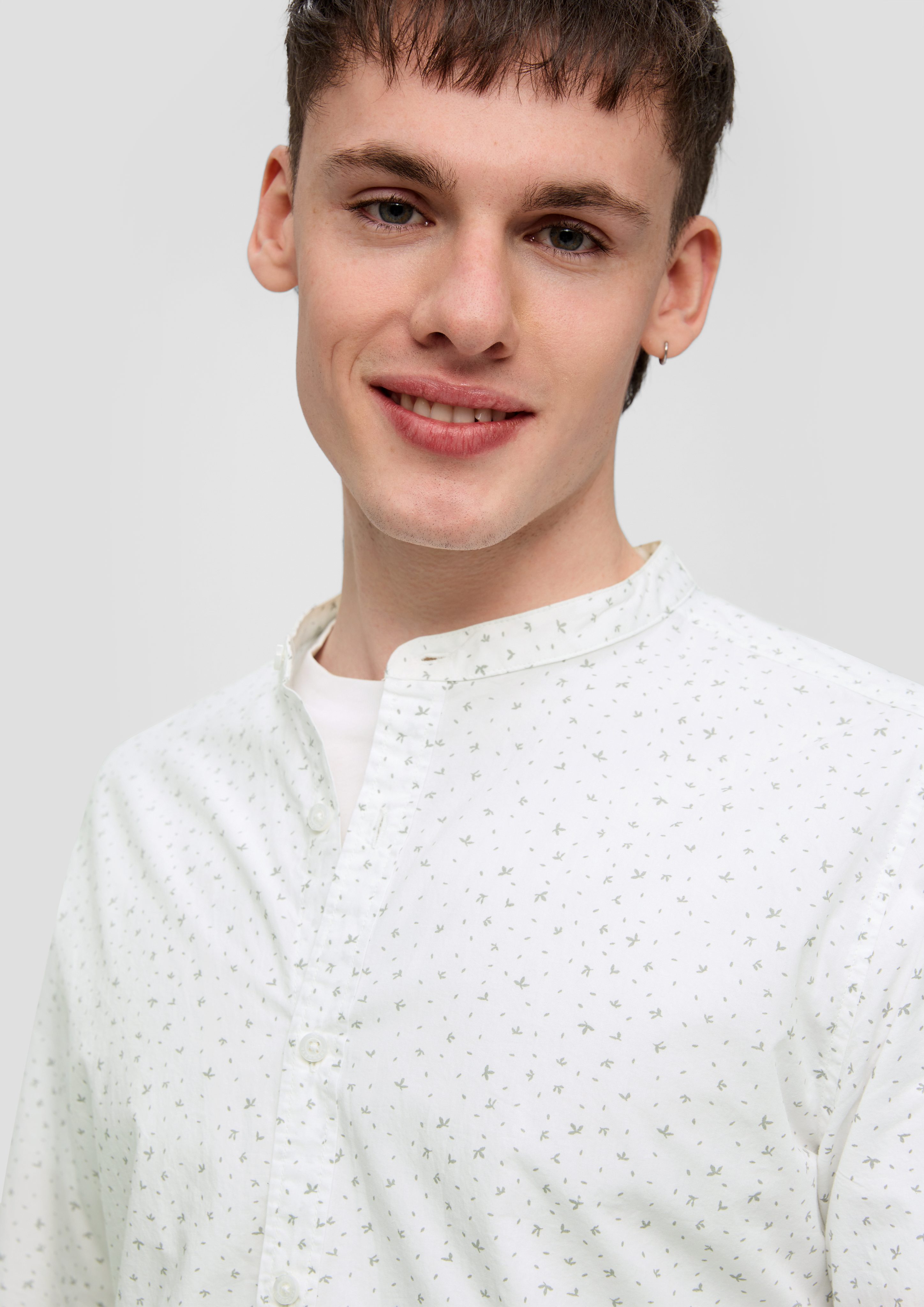 QS Langarmhemd Baumwollhemd mit All-over-Print günstig online kaufen