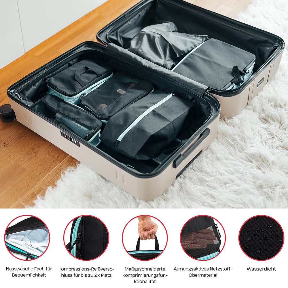 Atacama Packsack Daypack Packsack mit Sichtfenster 6er-Set, Packtaschen mit Kompression für Rucksack Koffer Dual-Taschen – Bild 5 von 5