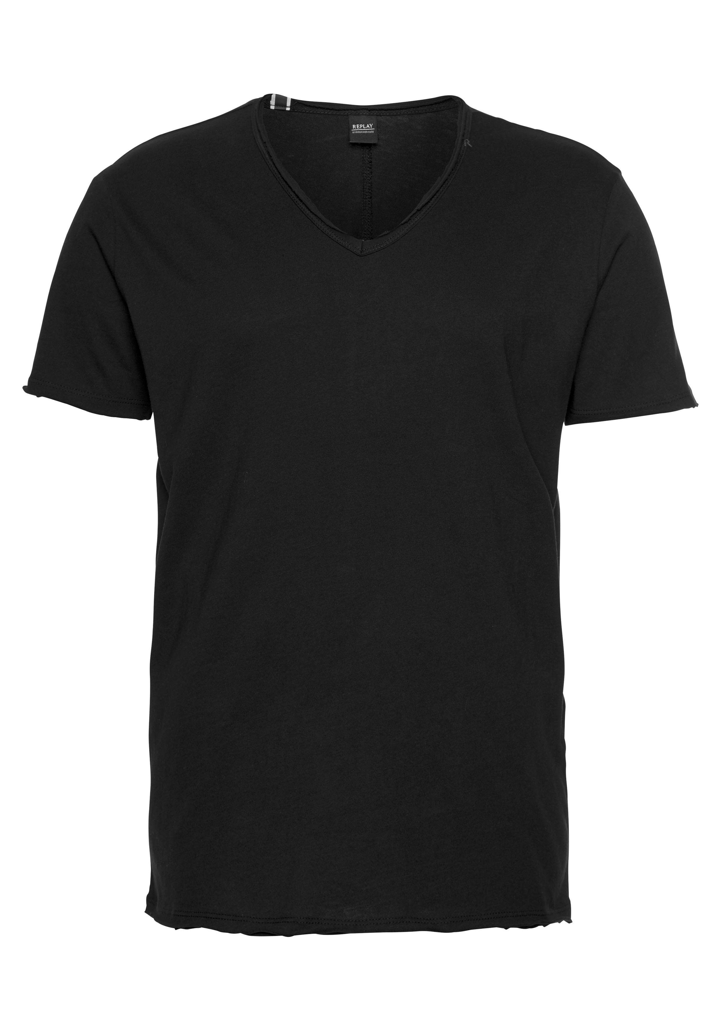 T-Shirt offenen Replay Kanten schwarz