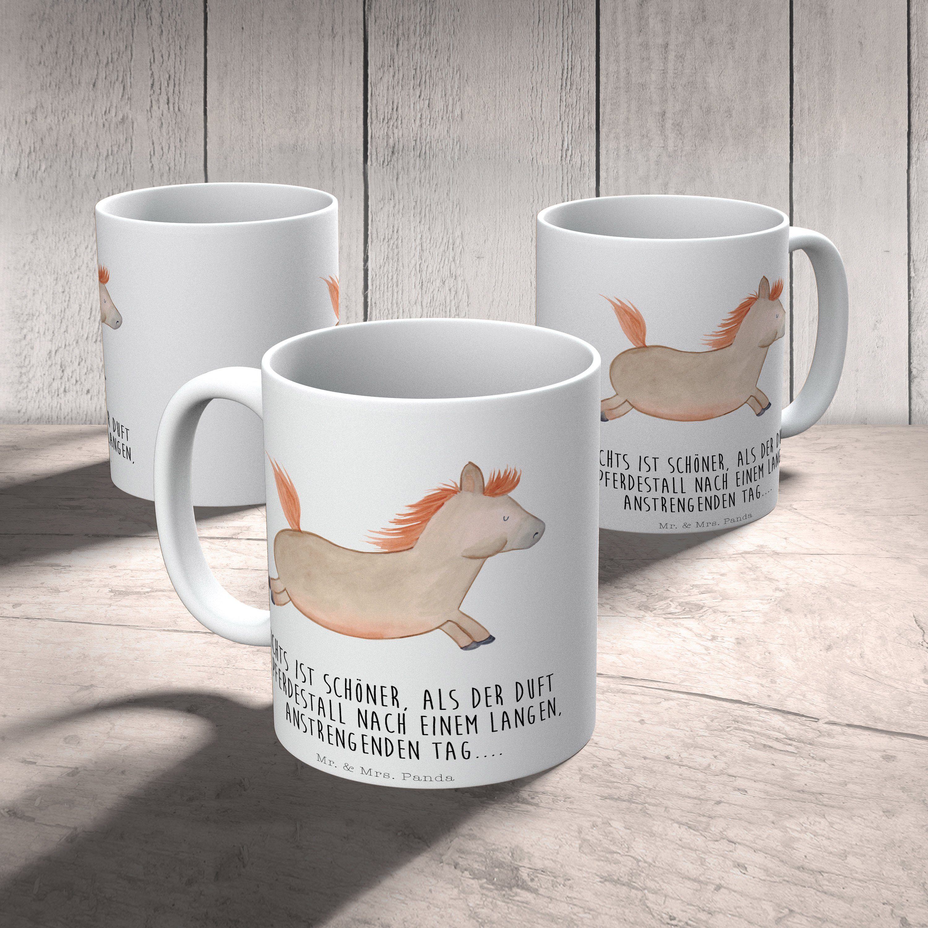 Tasse Keramik Pferd Tasse, - Mrs. - Panda springt & Mr. Porzellantasse, Weiß Geschenk Geschenk, Pfer,
