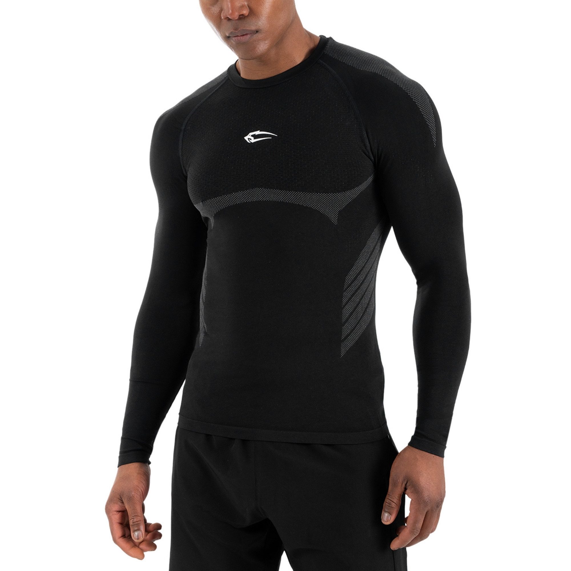 Smilodox Longsleeve Carnos, Compression Shirt Herren, Langarmshirt für Gym & Training Compression Fit, Seamless, atmungsaktiv, Body Mapping, Stretch