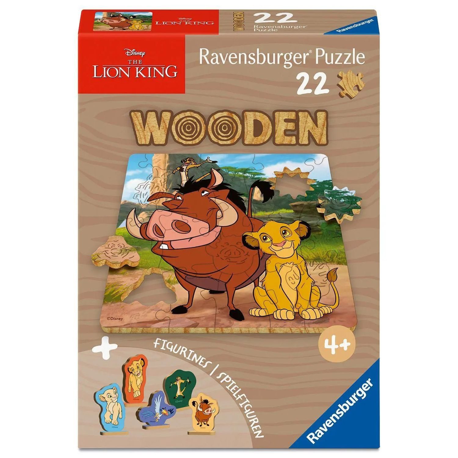 Ravensburger Puzzle WOODEN Puzzle Kids 22 Teile - Disney Der König der Löwen - Simba's..., 22 Puzzleteile