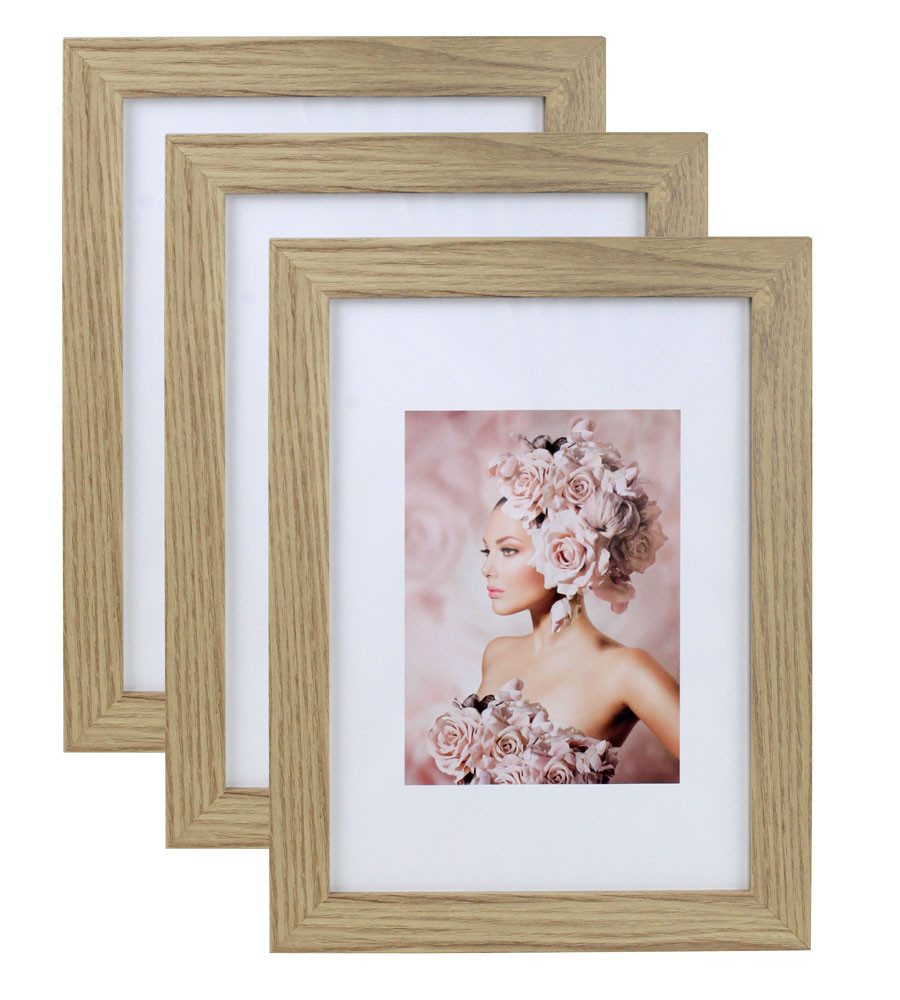 IDEAL TREND Bilderrahmen 3er Pack Holz Bilderrahmen Foto Plexi Rahmen Acryl Collage Wanddeko Po, für 1 Bilder (3 St), bruchsicheres Kunststoffglas