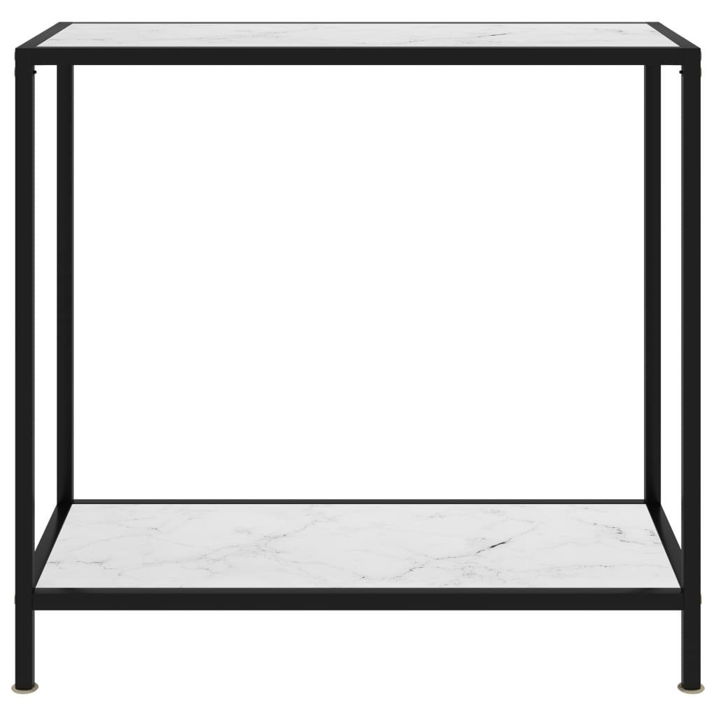 möbelando Beistelltisch Andernach (LxBxH: 80x35x75 Schwarz in Stahl Weiß aus und cm), Glasböden mit