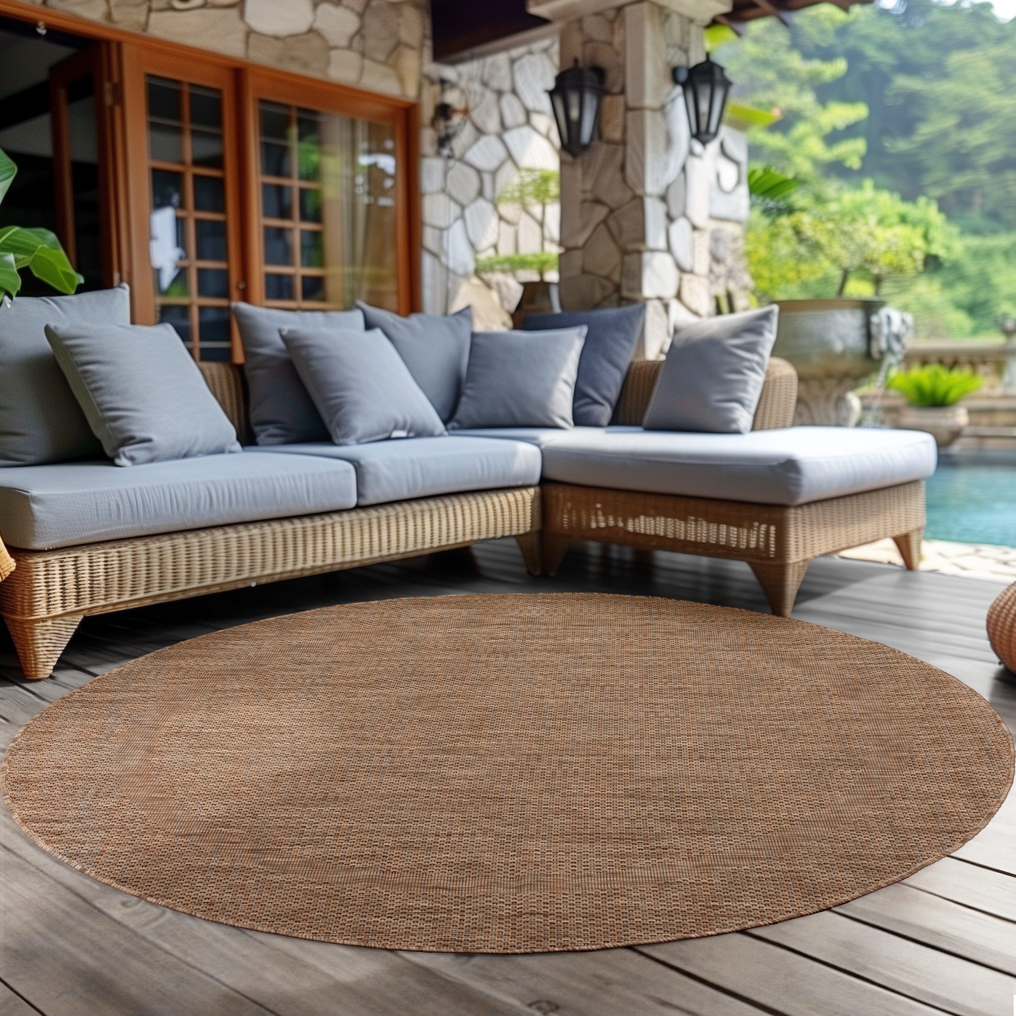 Carpettex Outdoorteppich Unicolor - Einfarbig, Rund, günstig online kaufen
