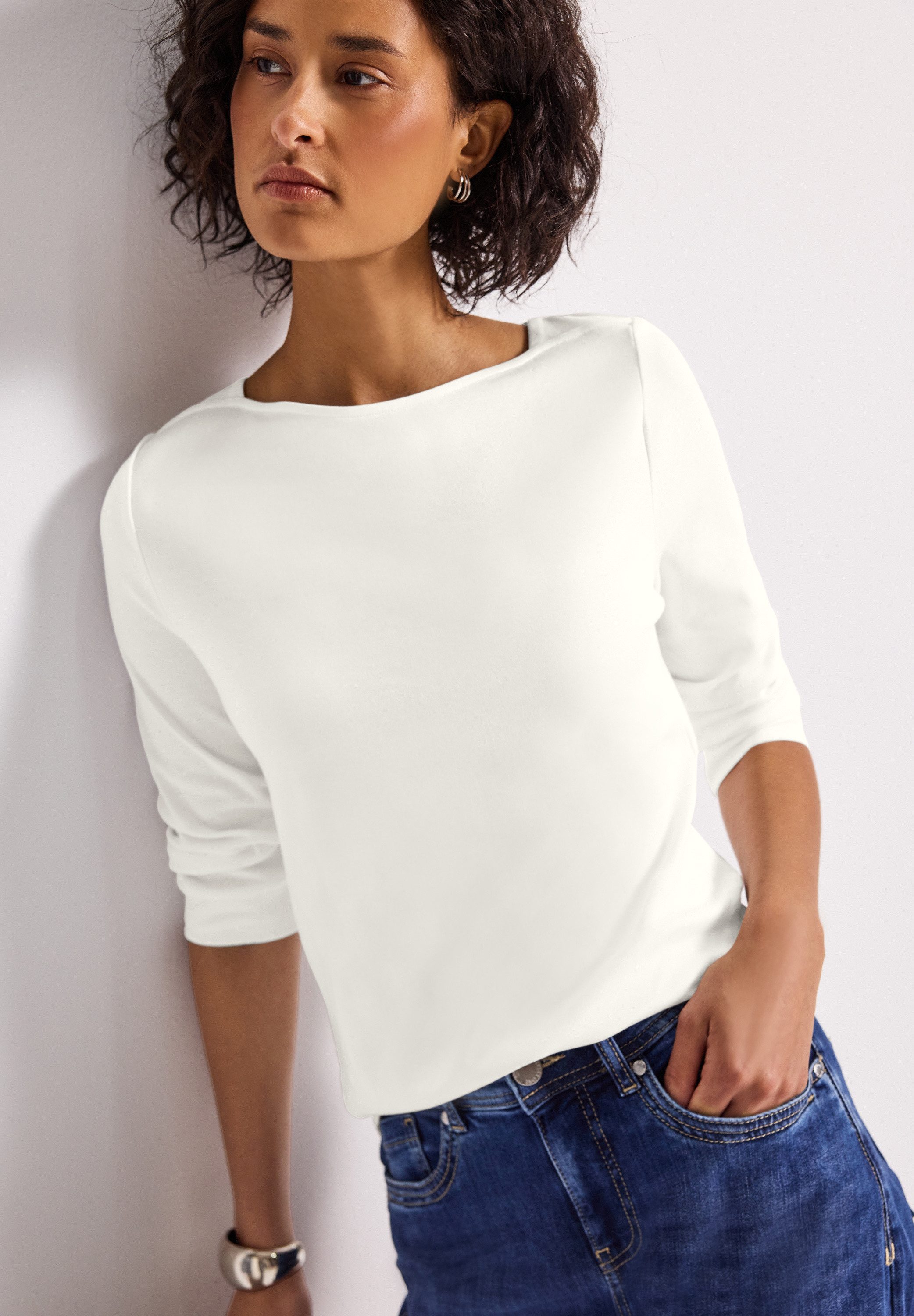 STREET ONE 3/4-Arm-Shirt U-Boot-Ausschnitt und 3/4-Ärmel günstig online kaufen