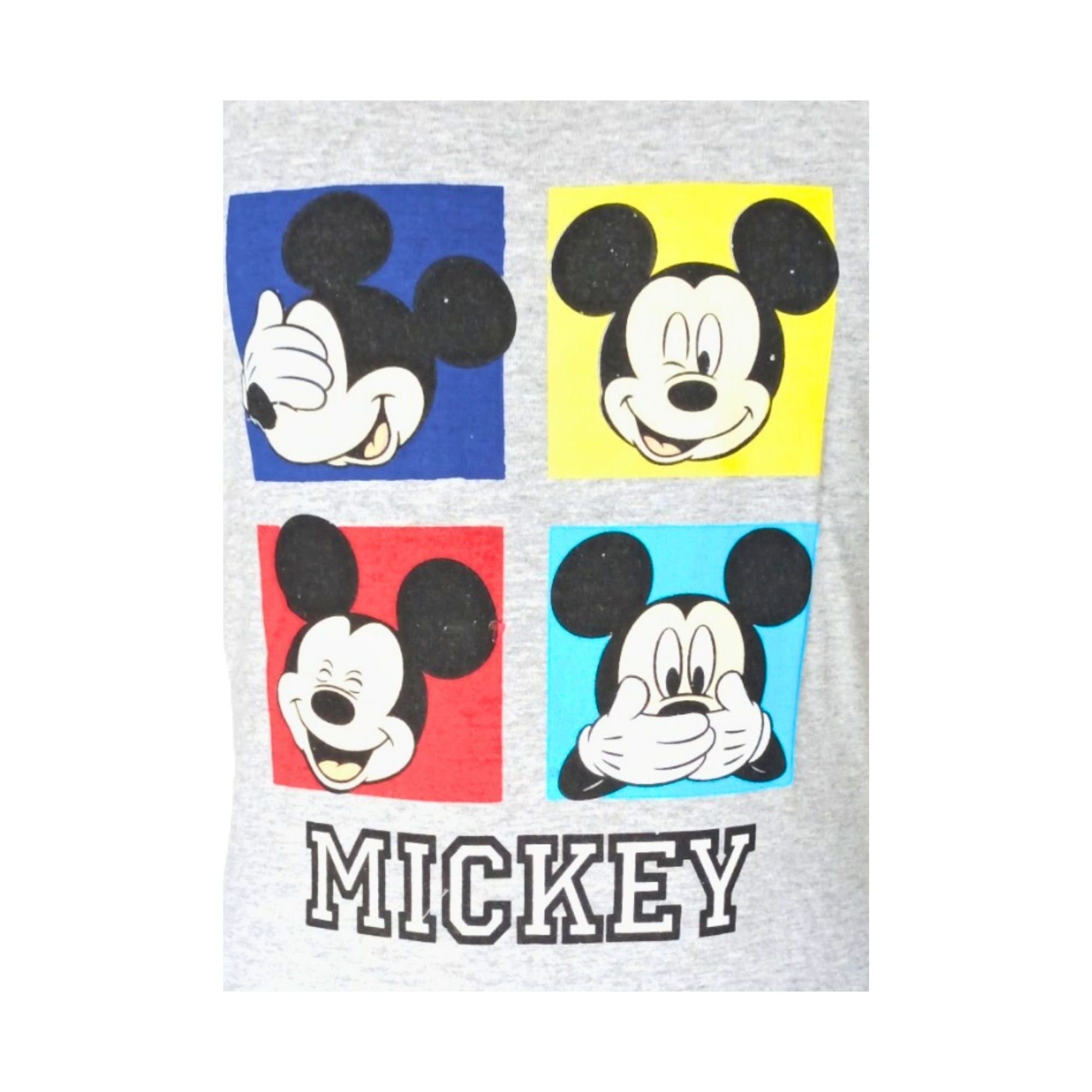 Mickey (2 Mouse 98-128 Schlafanzug Pyjama cm Grau-Rot tlg) kurzarm Gr. Mickey Jungen Shorty Maus Disney