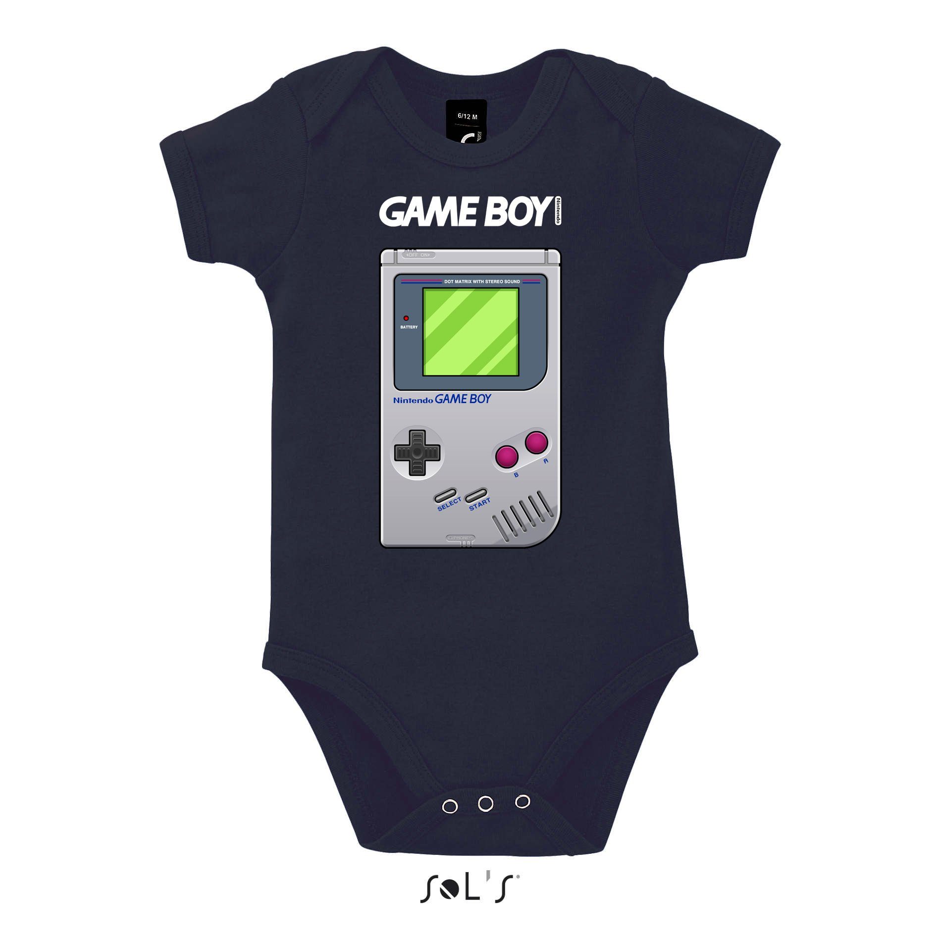 & Retro Gamer Blondie Baby Konsole Game Strampler Kinder Navyblau Logo Brownie Nintendo Boy