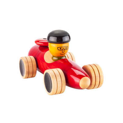 suebidou Spielzeug-Auto Rennwagen aus Holz rot Holzspielzeug witziger Rennfahrer