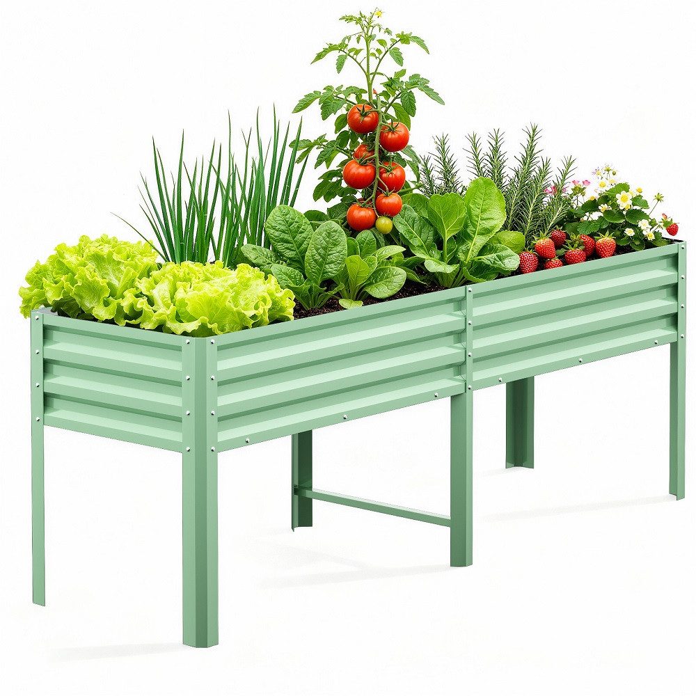 Meulbaty Hochbeet Verzinktes Hochbeet mit Füßen, Metall-Hochbeetkasten für Pflanzen (1 St), auf Balkon, Terrasse und Garten, 80 cm Höhe