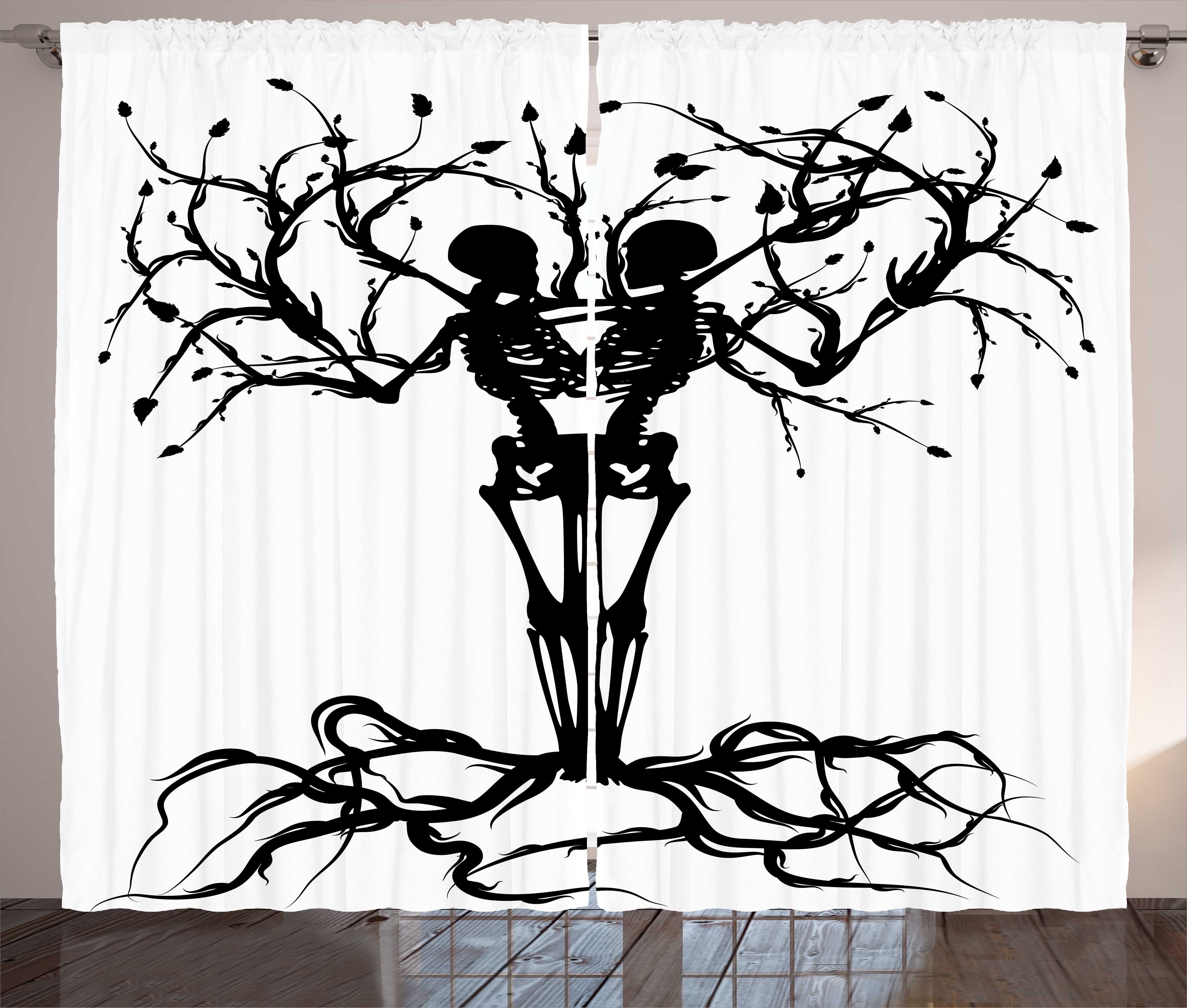Gardine Schlafzimmer Kräuselband Baum Knochen Haken, Vorhang mit Skelett Abakuhaus, und Gothic Schlaufen