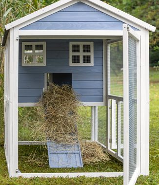 Dehner Kleintierhaus Nagerheim Flocke mit Freigehege, 120 x 170 x 99 cm, hochwertiger Outdoor-Stall mit Bitumendach, Streuwanne und Freilauf