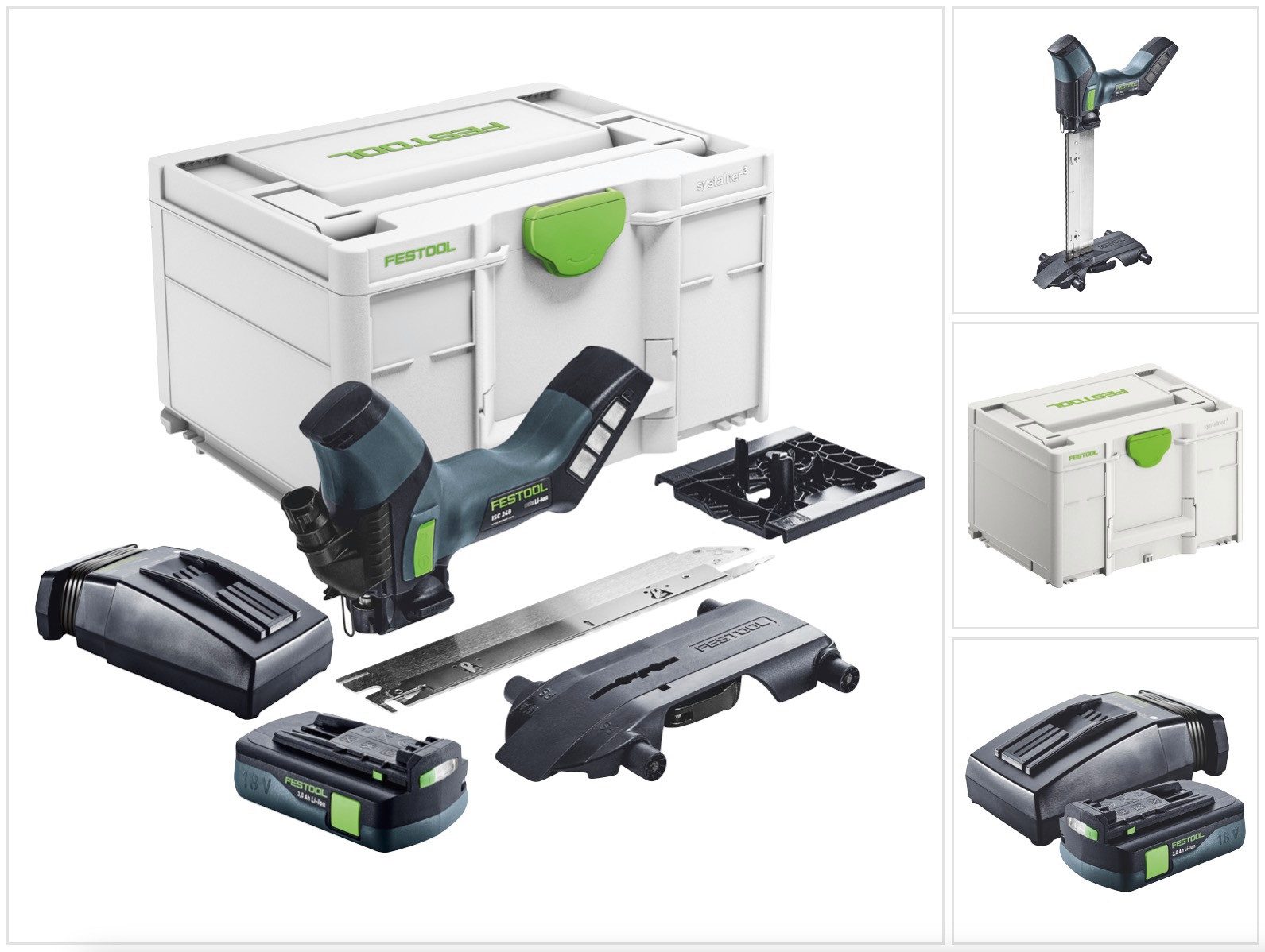FESTOOL Kompakt-Handkreissäge ISC 240 EB-Basic Akku Dämmstoffsäge 18 V 240 mm + 1x Akku 3,0 Ah + La
