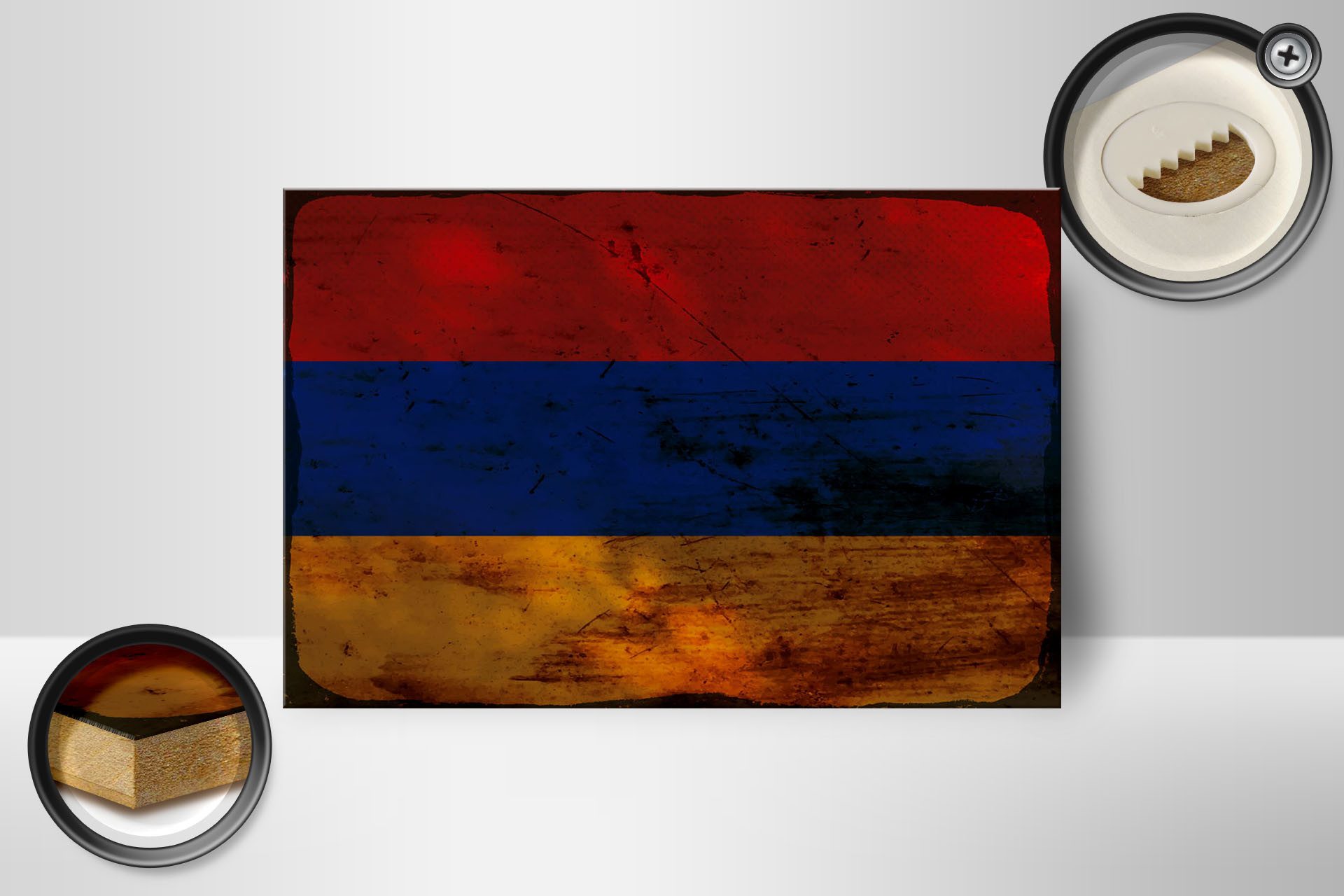 Femer GmbH Holzbild Flagge Armenien 18x12 cm Flag of Armenia Rost, Flaggen (1 St), Glatte Holzfaserplatte (MDF), vorn beschichtet