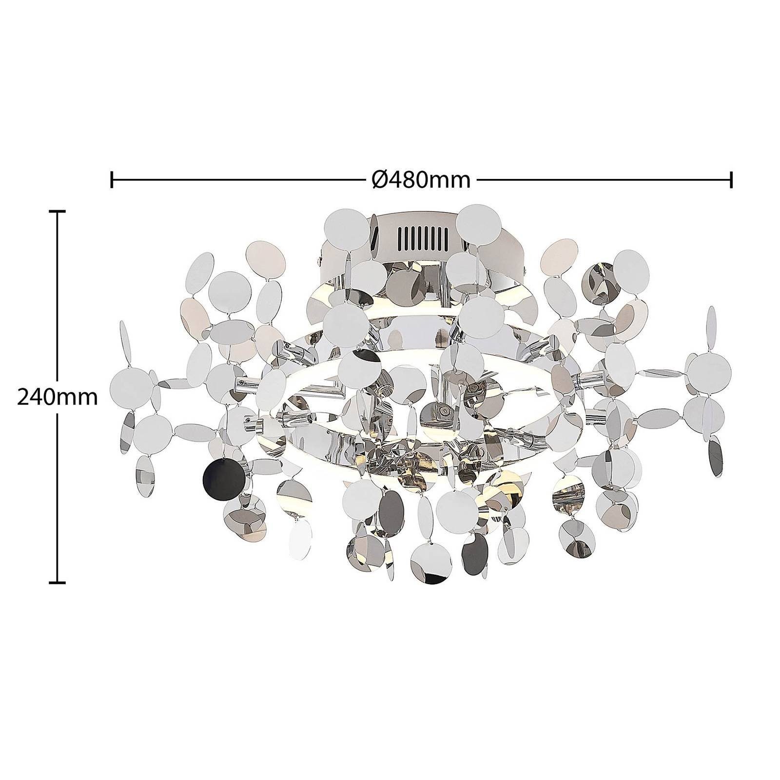 Lucande Deckenleuchten Glimmo, dimmbar, Eisen, inkl. warmweiß, Modern, flammig, 1 verbaut, Aluminium, Kunststoff, LED-Leuchtmittel chrom, fest