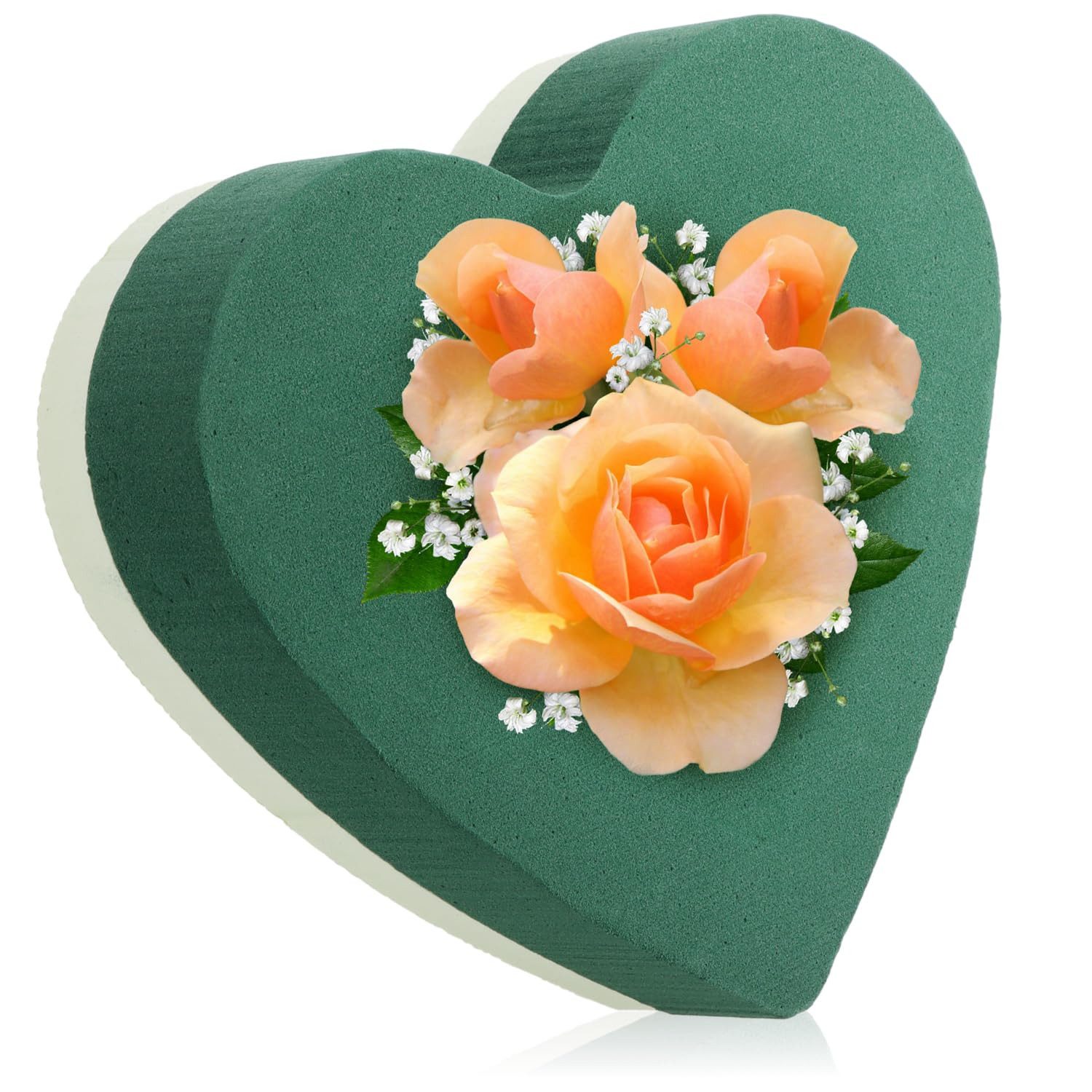 com-four Bastelmoos Steckmasse für Blumengestecke in Herzform, (1-tlg), Steckschwamm zum Basteln für Hochzeit, Ostern und Geburtstag