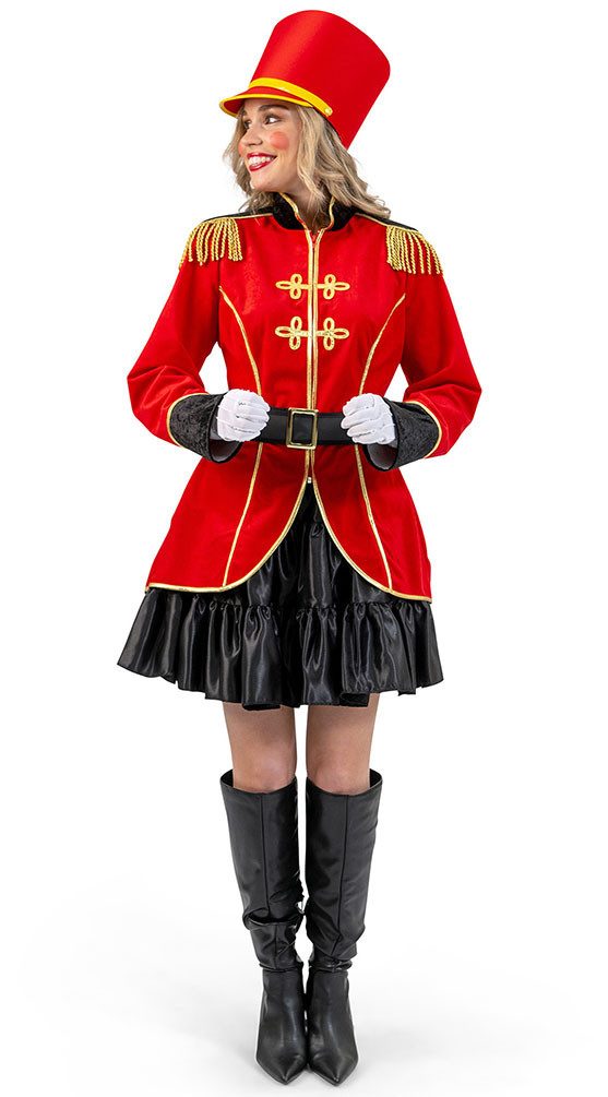 Karneval-Klamotten Kostüm Garde Damen rote Jacke mit Epauletten und Goldband, Show Jacke Frack Frauenkostüm Prunksitzung Partnerkostüm Karneval