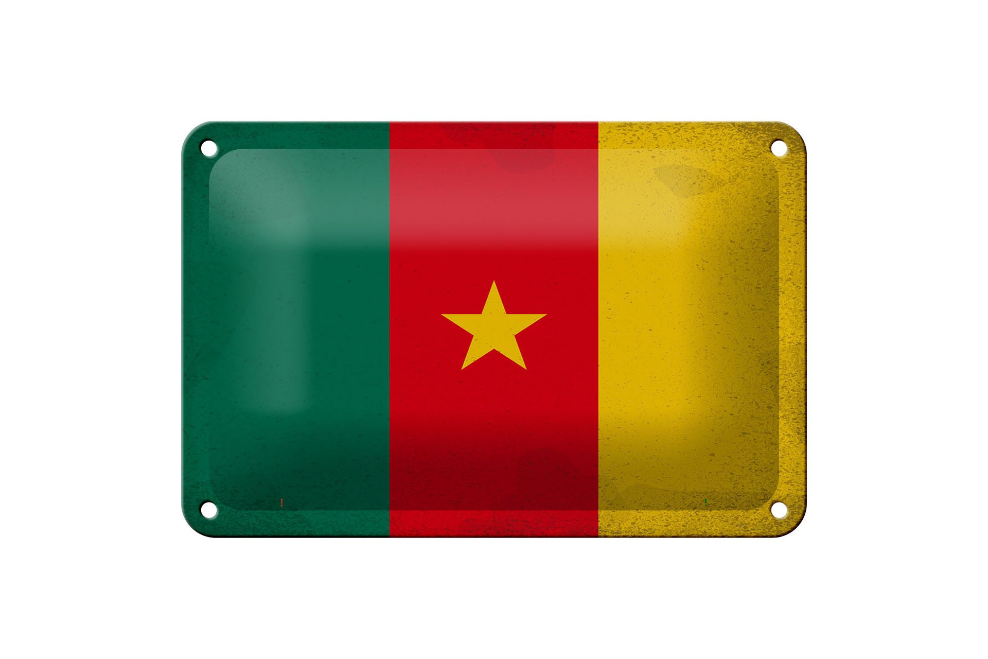 Femer GmbH Metallschild Flagge Kamerun 18x12cm Flag of Cameroon Vintage, (1 St), gewölbte Oberfläche, abgerundete Ecken, umgeschlagene Kanten