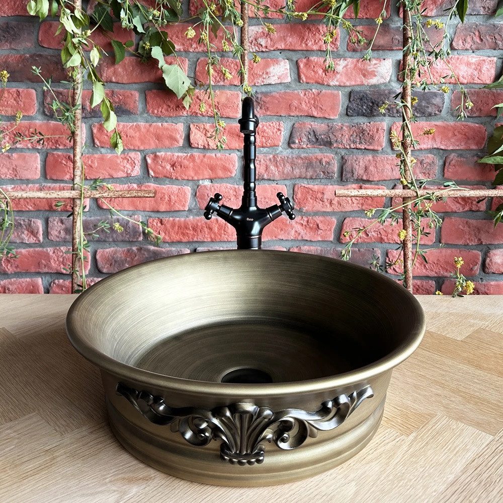 wohnwerk.idee Aufsatzwaschbecken Waschbecken Retro Vintage Antik Bronze Betty