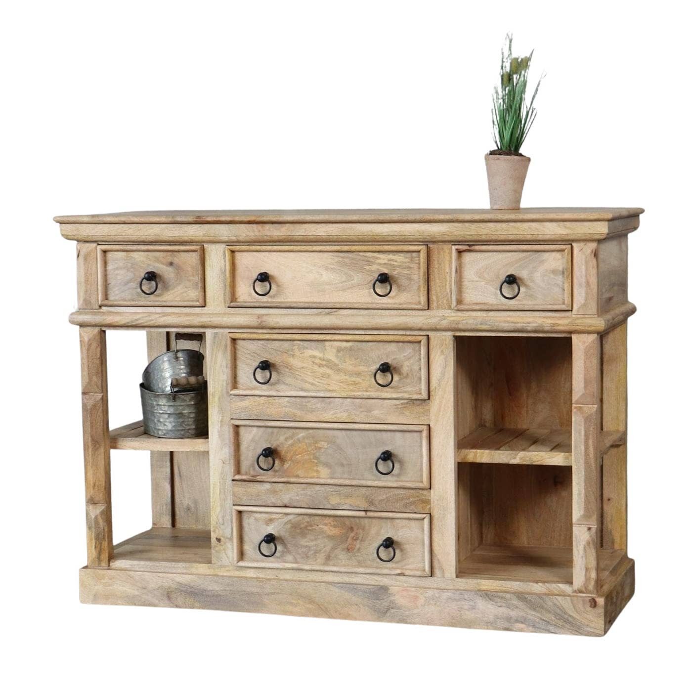 baario Kommode Kommode PAZIN rustikal 120cm, massiv Mangoholz Vintage Anrichte Landhaus