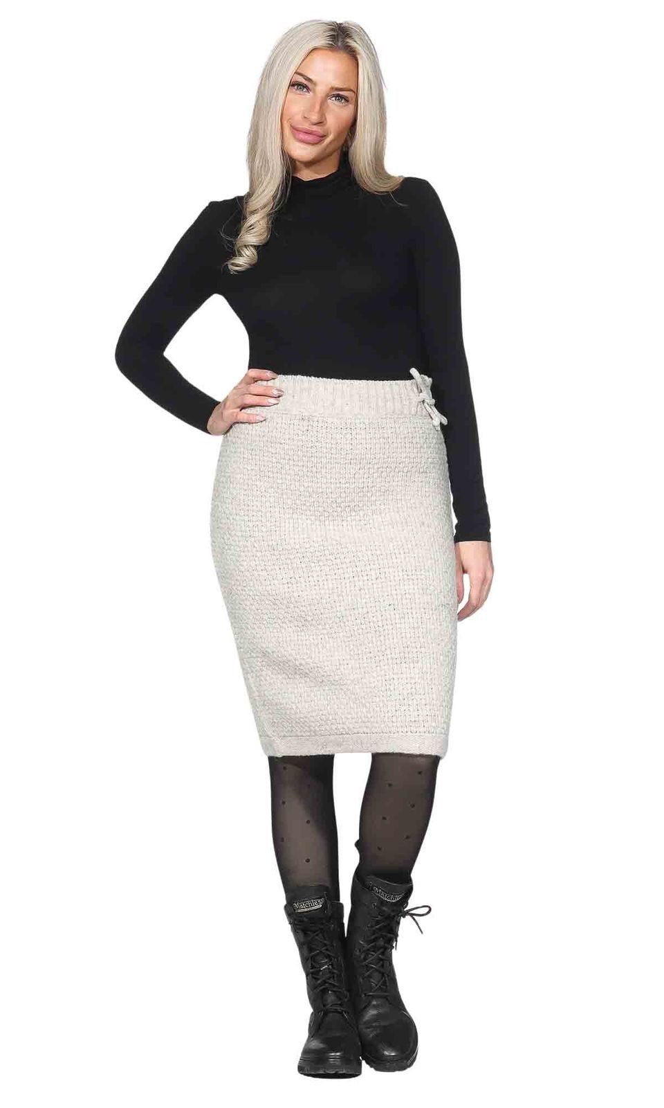 KUNST UND MAGIE Strickrock Langer Rock Klassischer Boho Strickrock Winter Wolle
