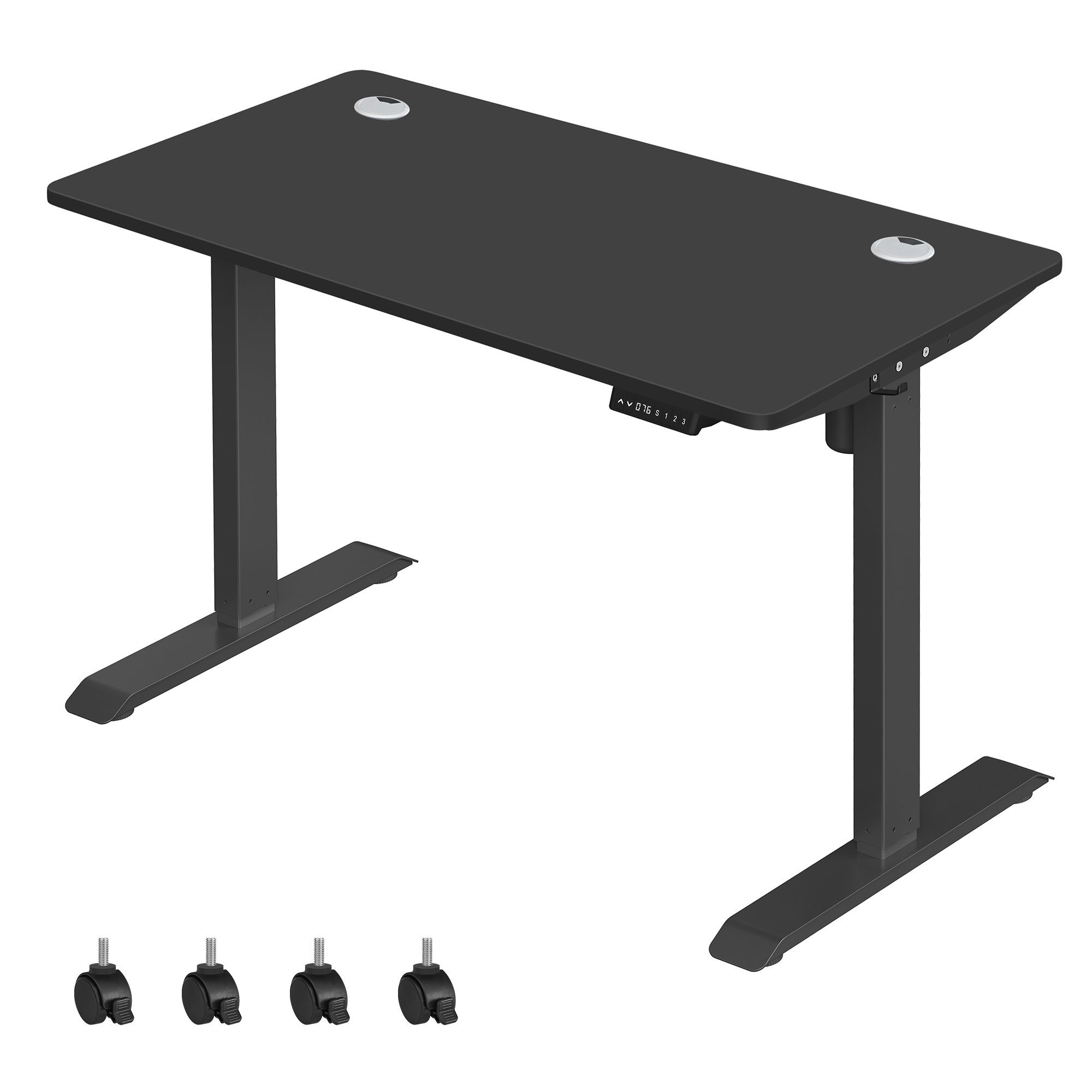 Schwarz elektrisch Schwarz USB Schreibtisch | 120/140cm, Schwarz | SONGMICS höhenverstellbar Bürotisch