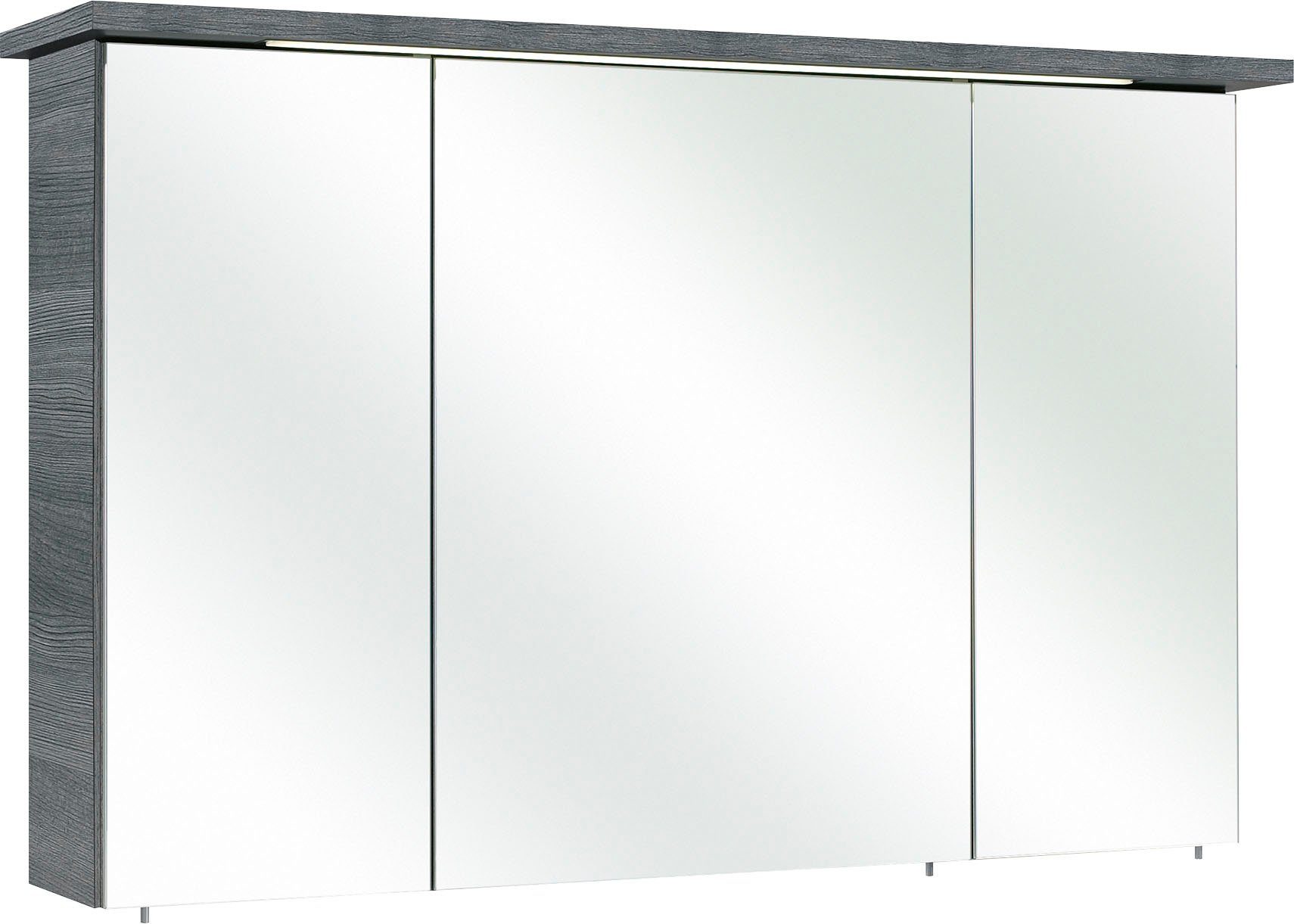 PELIPAL Spiegelschrank Quickset 328 Breite 115 cm, 3-türig, eingelassene LED-Beleuchtung, Steckdosenbox | Spiegelschränke