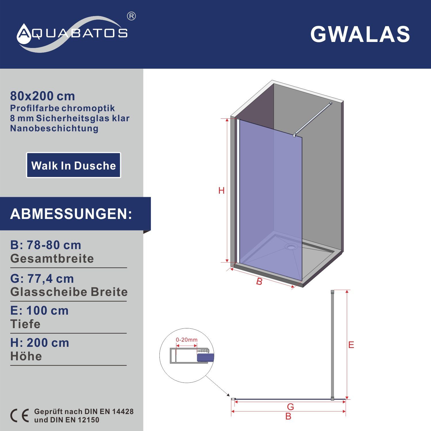 AQUABATOS Duschwand Duschabtrennung walk in Dusche günstig online kaufen