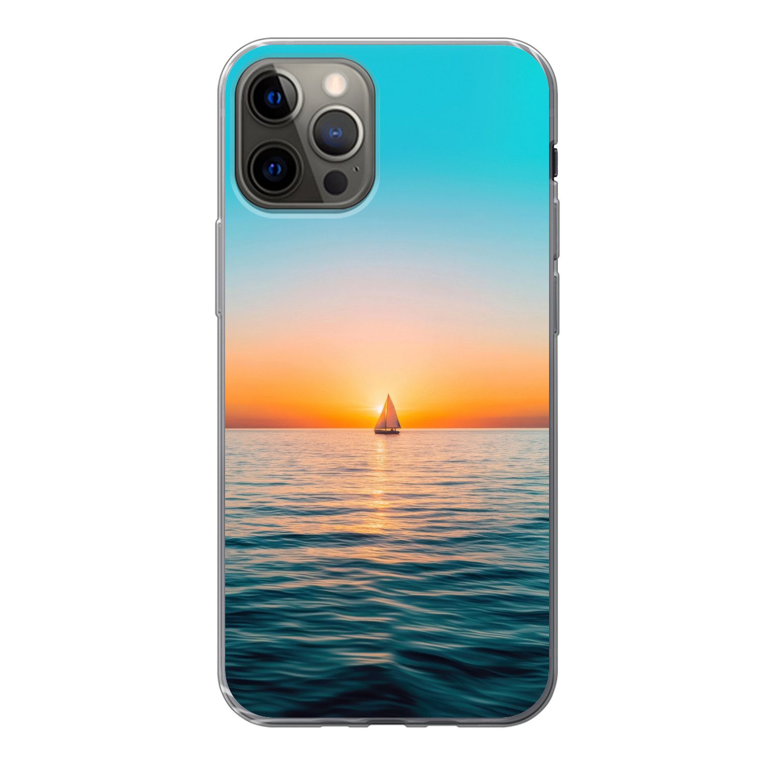 MuchoWow Handyhülle für Apple iPhone 13 Pro Meer - Segelboot - Sonnenuntergang, Smartphone-Bumper, Print, Handy Schutzhülle Dünn