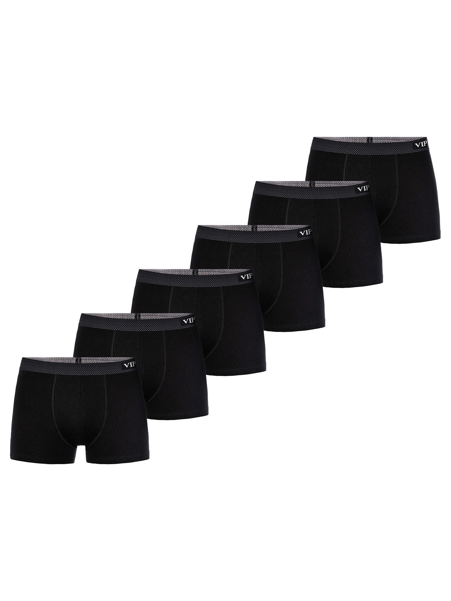 VIP Retro Boxer Premium Jersey Stretch - 6er Set - Boxershorts - Multipack - Uni (6-St) Unterwäsche Männer Herren Retroshorts Baumwoll-Mix Unterhosen 6-Pack