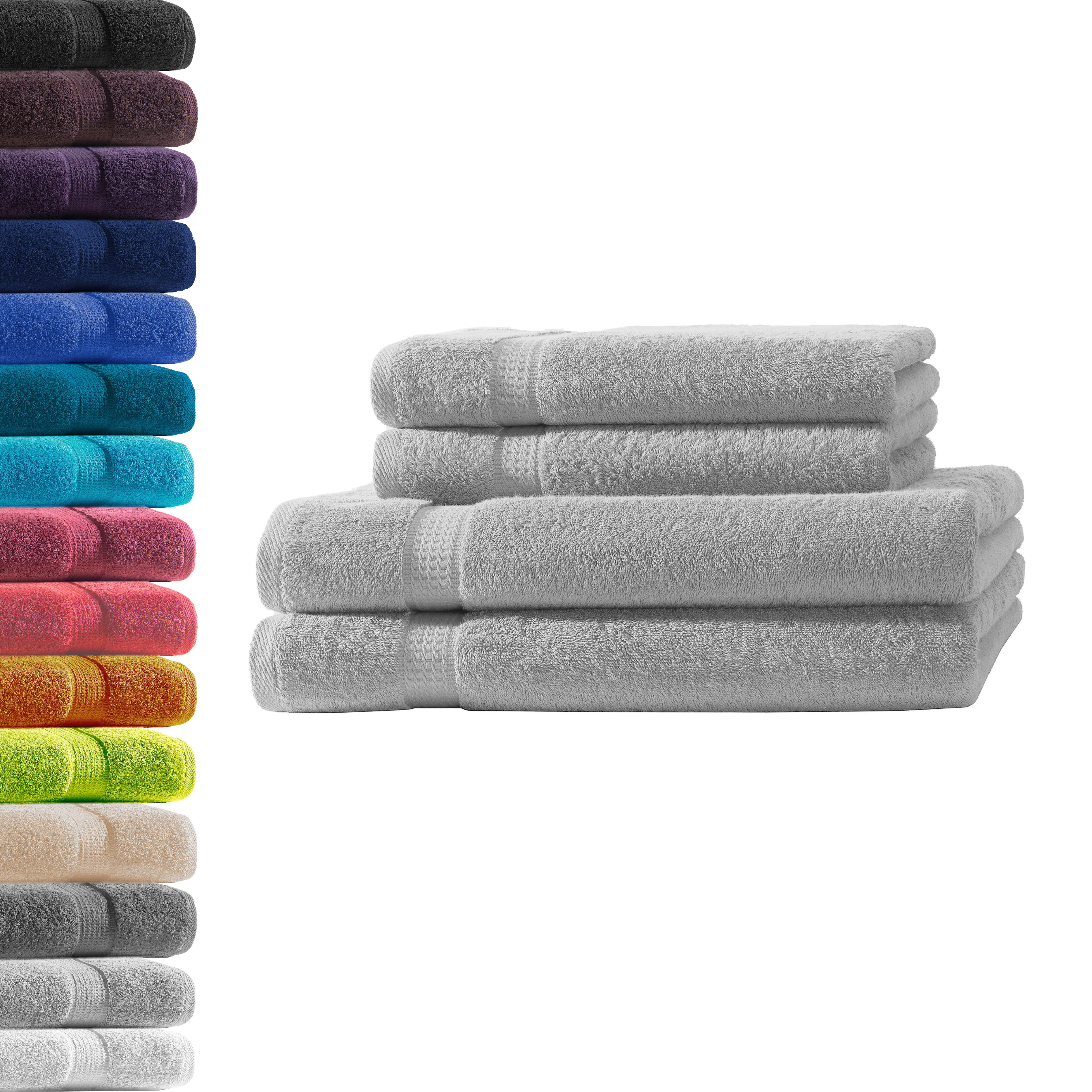Hometex Premium Textiles Handtuch in Premium Qualität 500 g/m², Feinster Frottier-Stoff 100% Baumwolle, 2x Duschtuch + 2 Handtuch, weich, saugfähig, extra schwer & flauschig