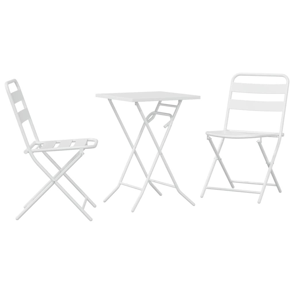 Gartenlounge-Set Garten Bistro Set 3 stk. Weiß Stahl
