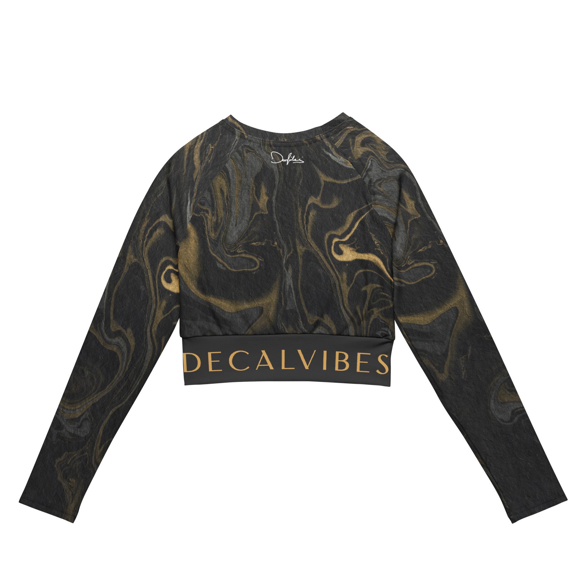 DECALVIBES Crop-Top Crop Top mit langen Ärmeln Ultimate Liquid Color Gold & Black UPF 50+, lange Raglanärmel, Crop-Schnitt, recyceltes Material