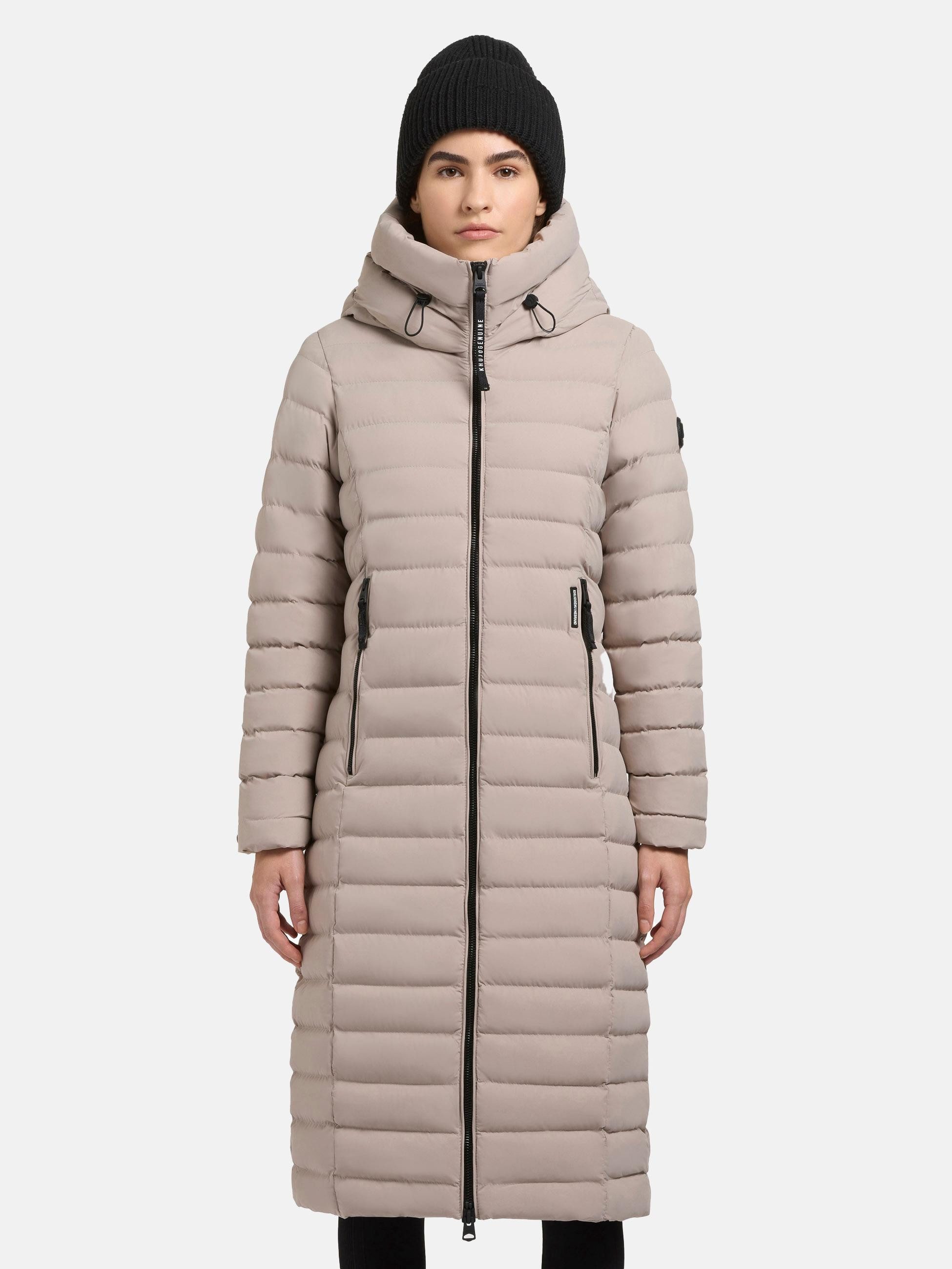 khujo Steppjacke Imes-YM Steppmantel mit hohem Kragen und silbrig glänzendem Innenfutter