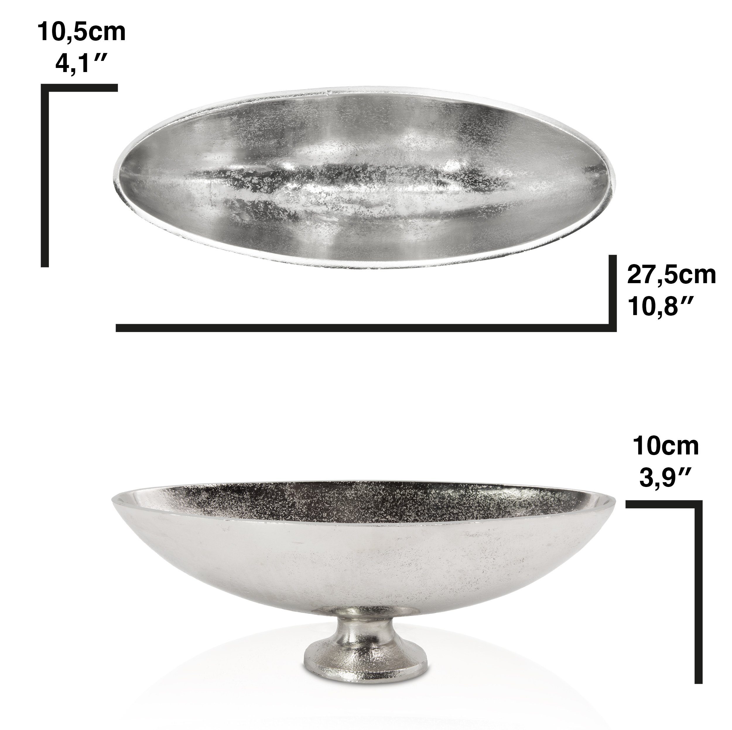 Blümelhuber Dekoschale Schale oval, 27,5x10x10cm, Silber günstig online kaufen
