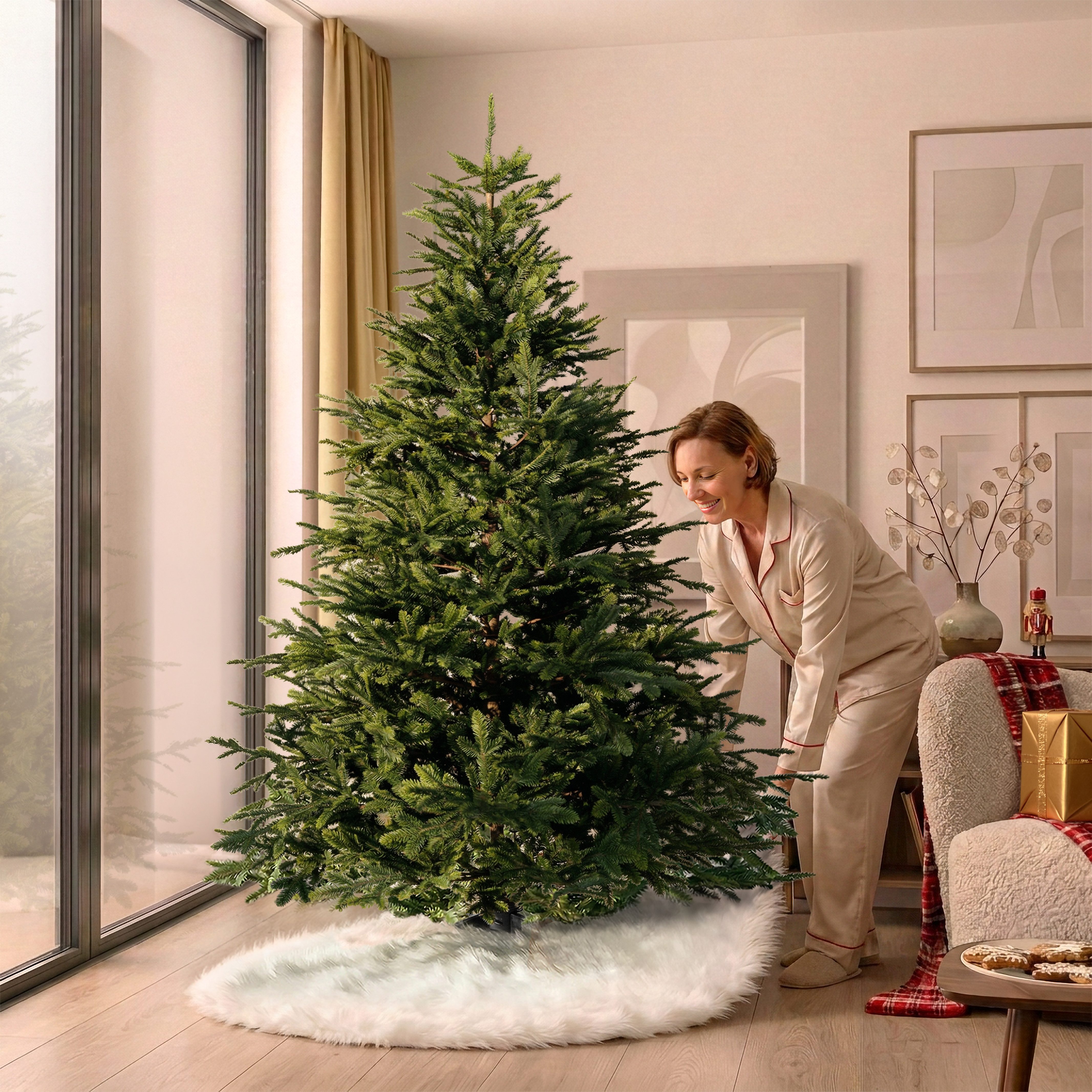 ArtiTree Weihnachtsbaumdecke Baumrock Plüsch, Weiß, mit Klettverschluss, Weihnachtsbaumrock (1-tlg), Hält den Boden sauber, Rundes Design, Einfache Montage
