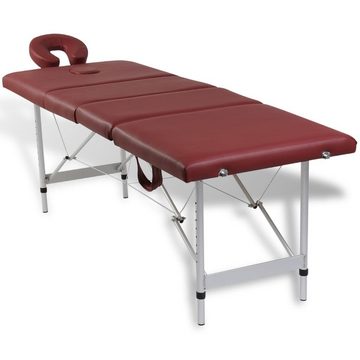 vidaXL Massageliege Massagetisch mit Aluminiumrahmen, faltbar 4 Zonen Rot
