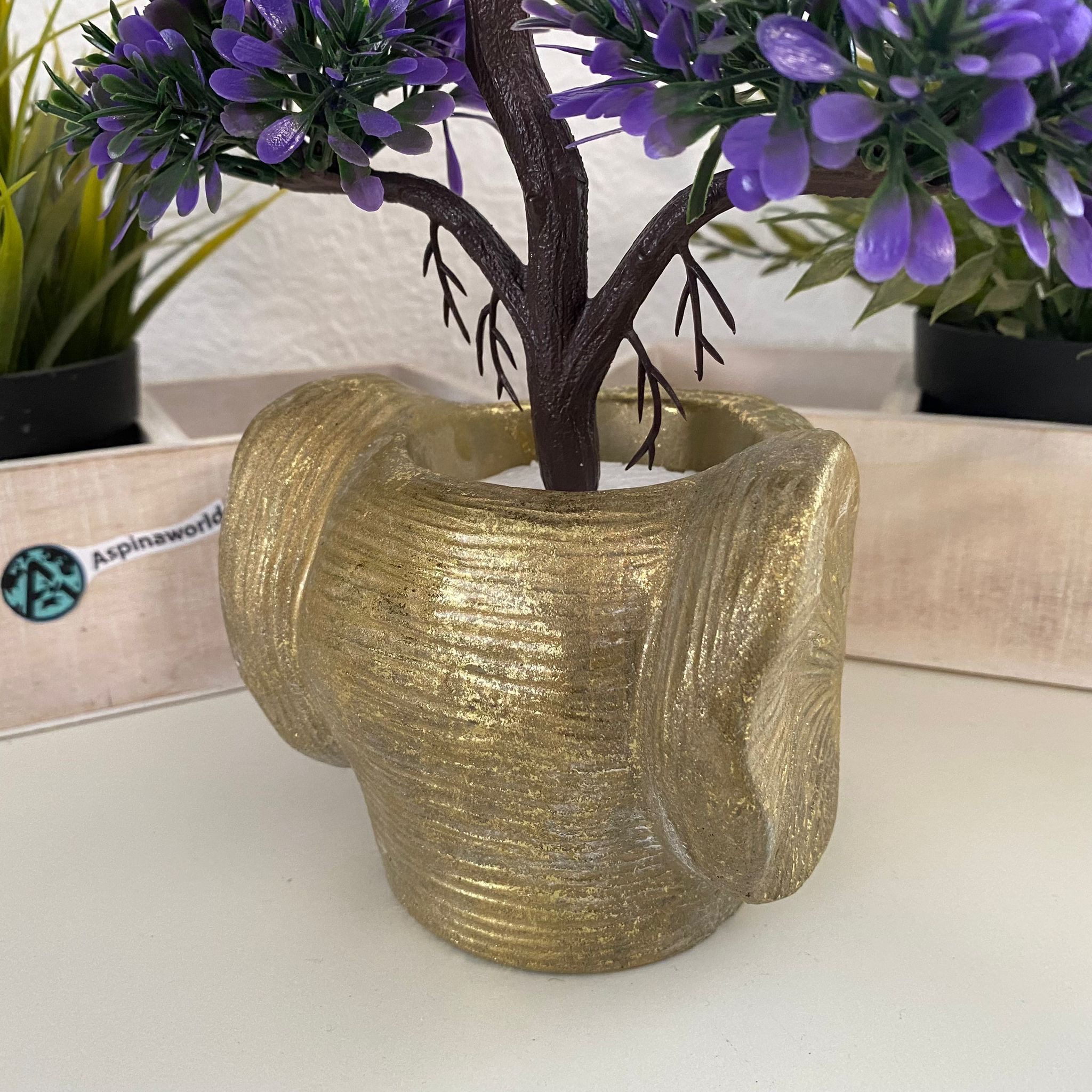 Aspinaworld Blumentopf Elefanten Figur Blumentopf Übertopf 10 cm, Deko Topf