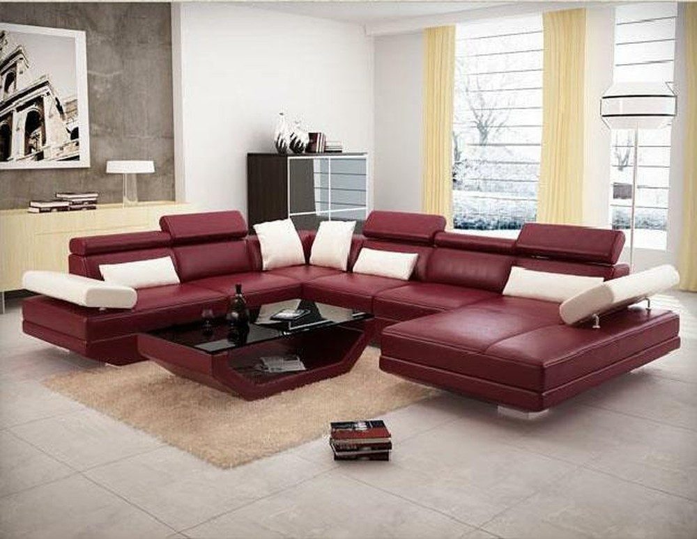Ecksofa Eckcouch aus Leder - Polster Wohnlandschaft Sofa Garnitur
