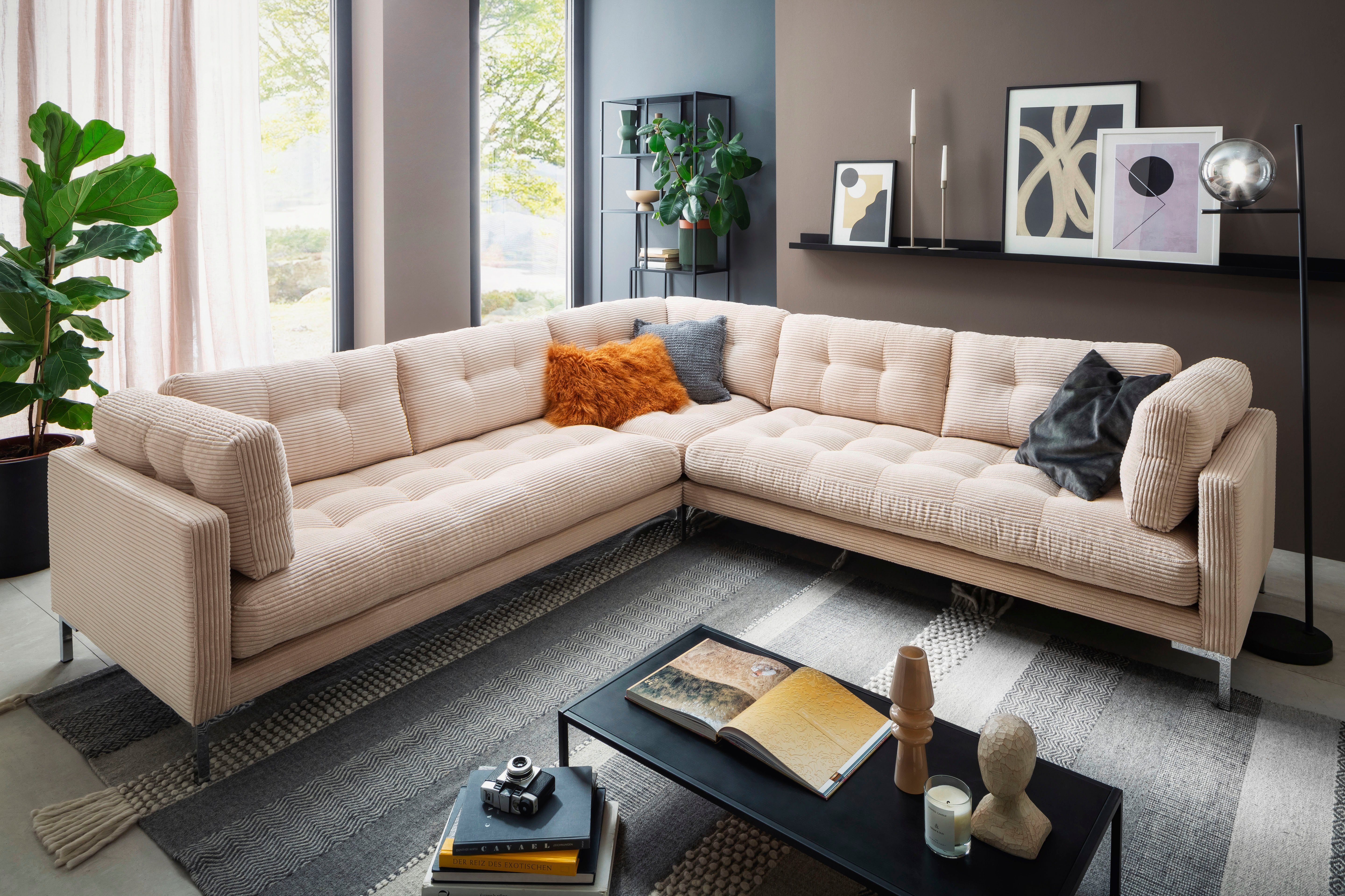 OTTO home Wohnlandschaft Landau U-Form, in Cord-Stoff mit Metallfuß