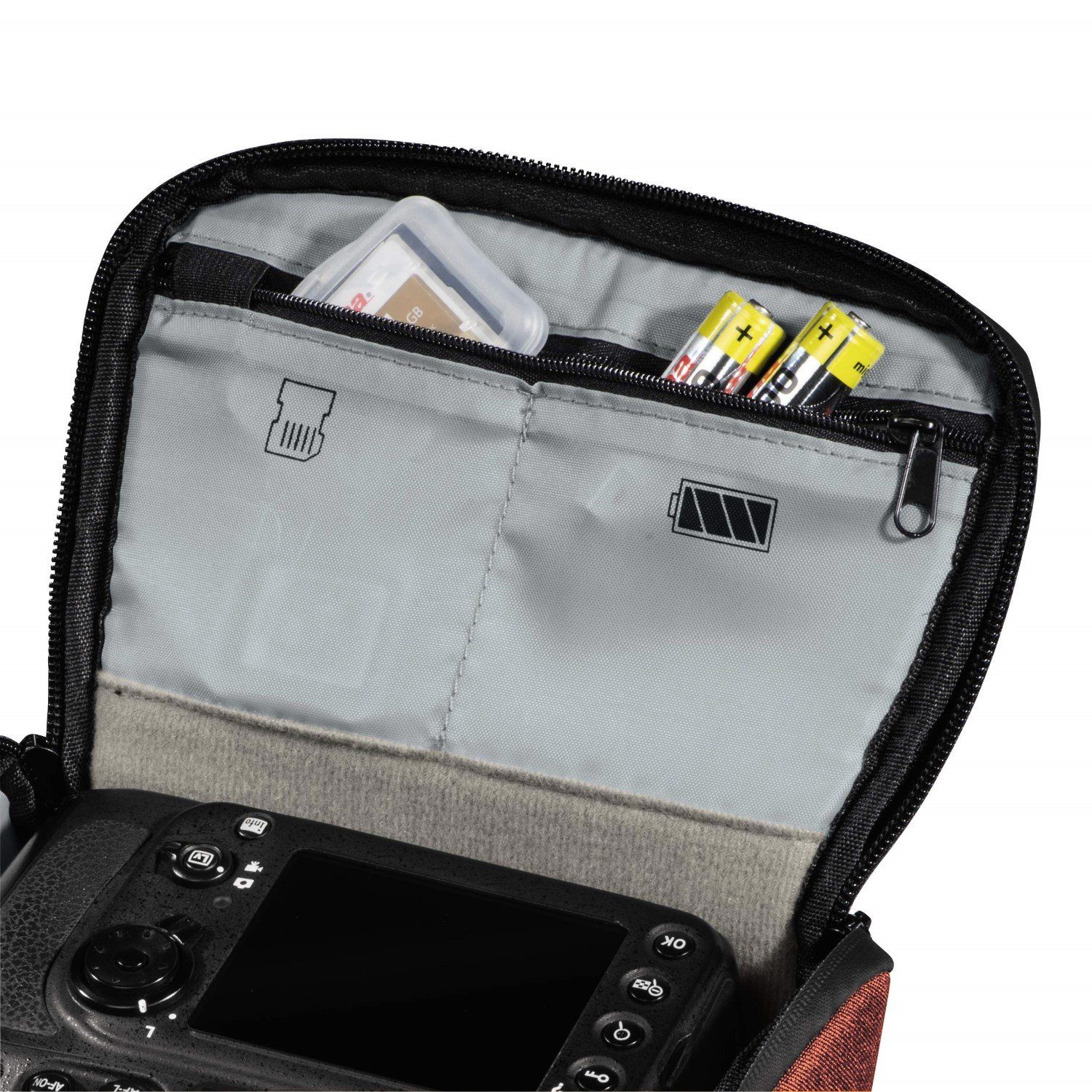 Hama Kameratasche Kamera-Tasche Colt 110 Trinidad Universal Hülle Rot, Case Schultergurt Tragegriff Zubehör-Fächer DSLR Kamera Systemkamera