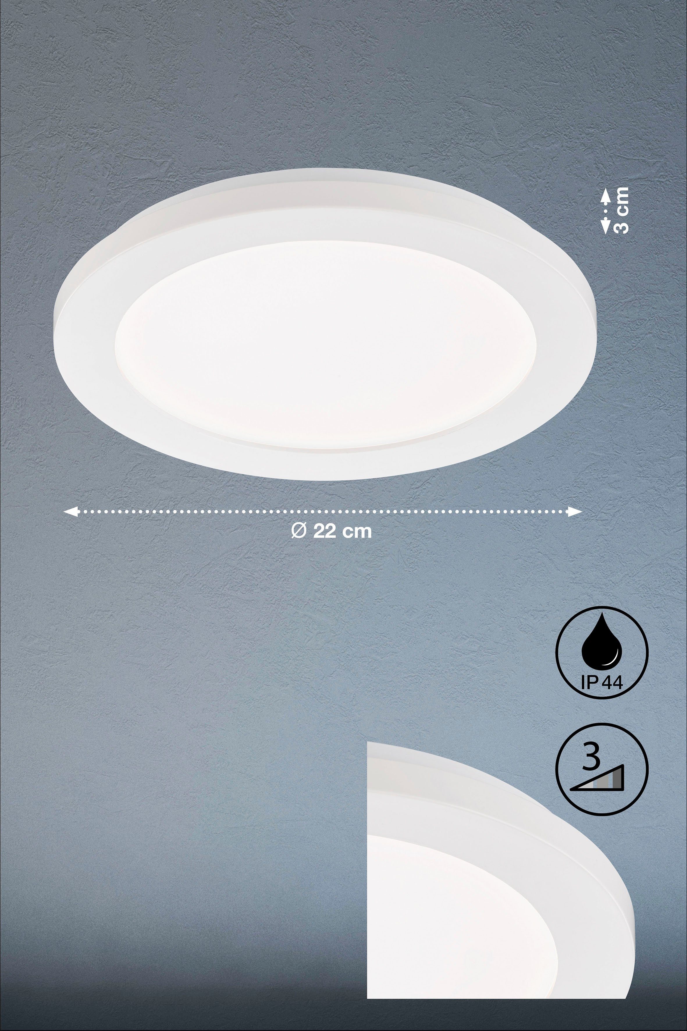 Warmweiß & integriert, LED fest HONSEL Gotland, FISCHER Deckenleuchte LED Dimmfunktion,