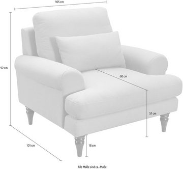 exxpo - sofa fashion Sessel Exxpo KIOTO, mit stilvollen Holzfüßen, inklusive Zierkissen