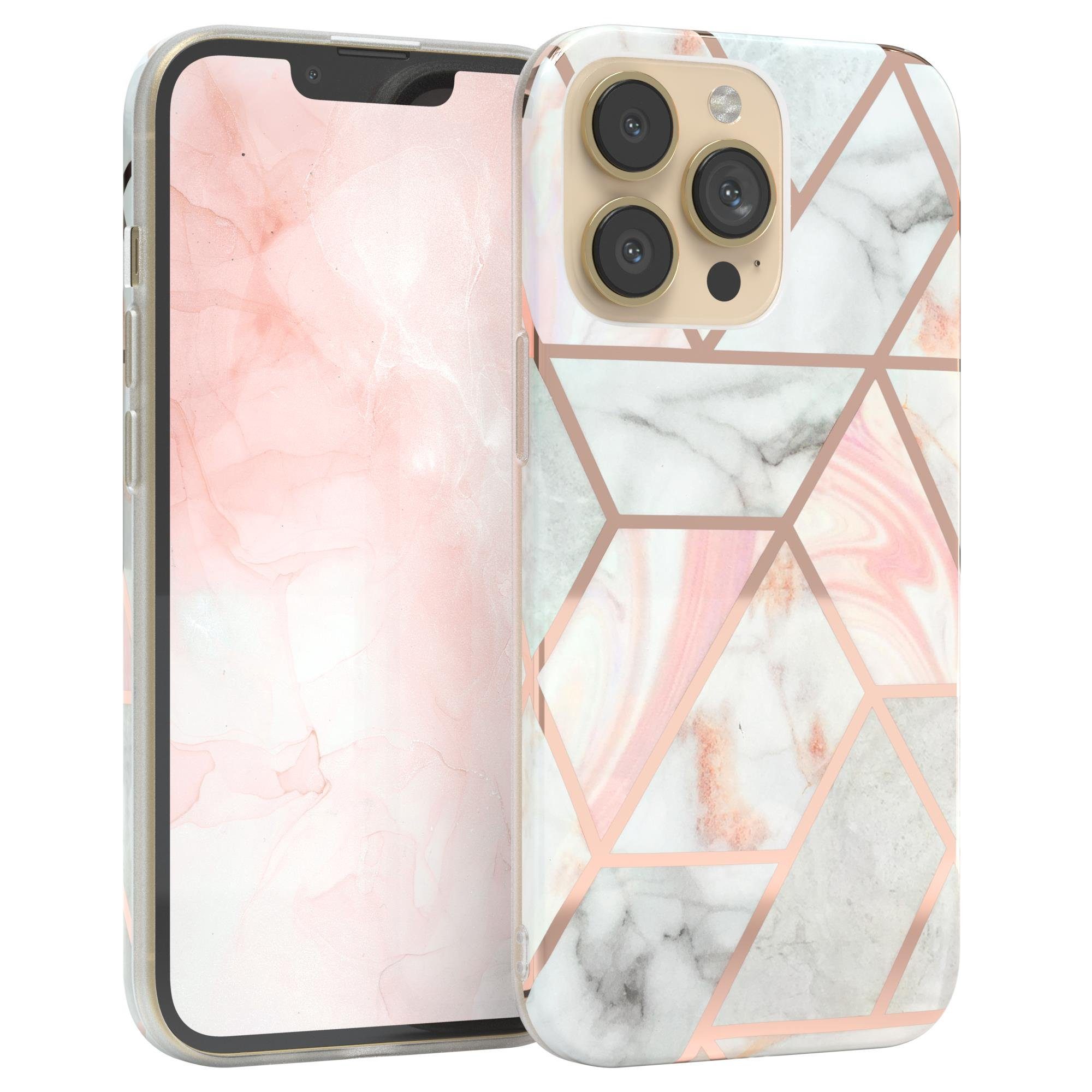 EAZY CASE Handyhülle IMD Motiv Cover für Apple iPhone 13 Pro 6,1 Zoll, Silikonhülle stoßfest Silicon Back Cover Motivhülle Tasche Rosé Gold