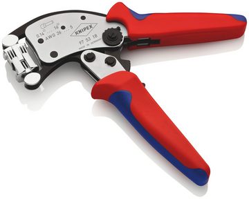 Knipex Crimpzange 97 53 18 Twistor®16 für Aderendhülsen mit drehbarem Crimpkopf, 1-tlg., selbsteinstellend, verchromt, mit Mehrkomponenten-Hüllen 200 mm